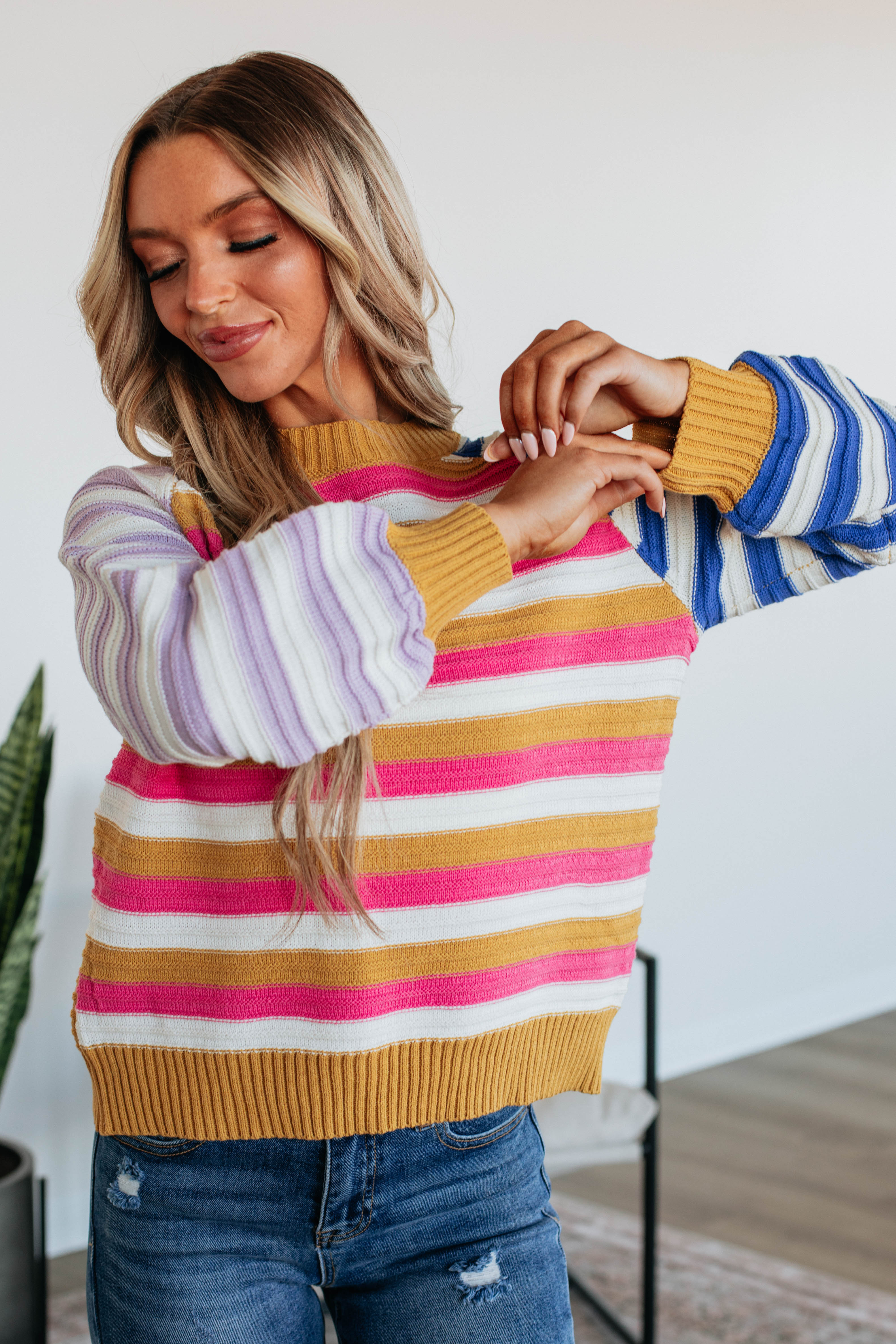 Azai Colorblock Sweater for Women - Trendy Striped Knit Pullover with Long Sleeves | Perfect for Fall Fashion, Casual Outfits & Cozy Winter Wear