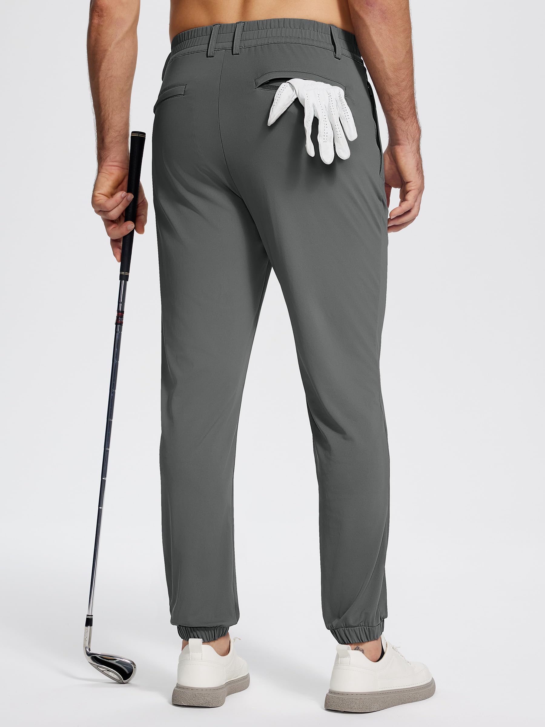 **Men's Slim Fit Golf Joggers Pants - Stretch Travel & Work Casual Tapered Pants with 4 Zipper Pockets | Perfect for Golfing, Travel, Office & Everyday Wear**