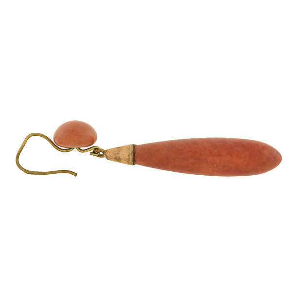 Victorian Style 9kt Gold Carved Jasper Teardrop Earrings - Elegant Dangle Jewelry for Women, Perfect for Weddings, Parties & Special Occasions