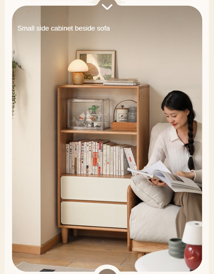Solid Oak Wood Modern Bookcase Shelf - Stylish Storage for Living Room, Office & Bedroom - Perfect for Books, Decor & Organizing