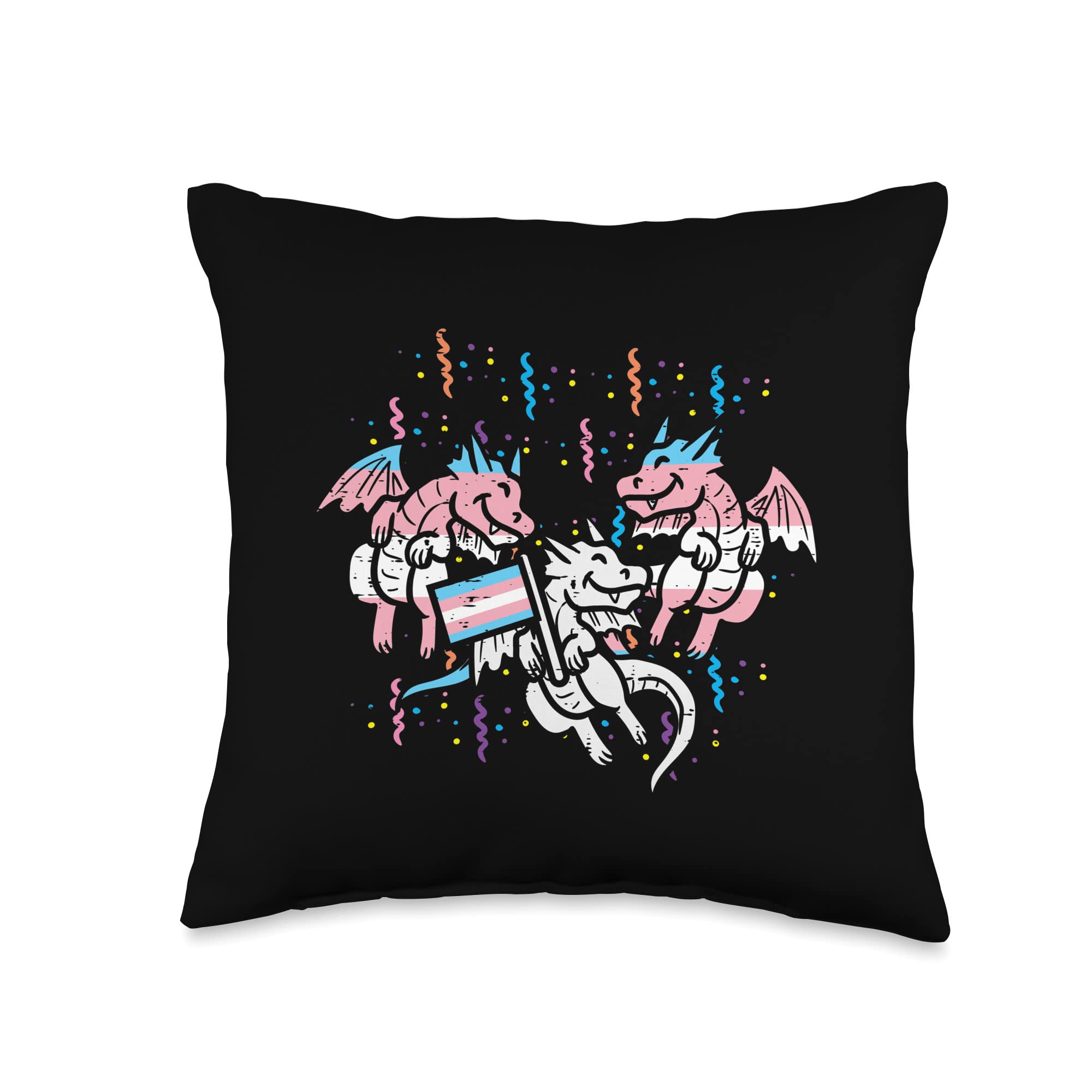 LGBTQ+ Transgender Pride Dragon Throw Pillow - Soft Plush Stuffed Animal Pillow for Home Decor, Bedroom, Couch & Pride Events