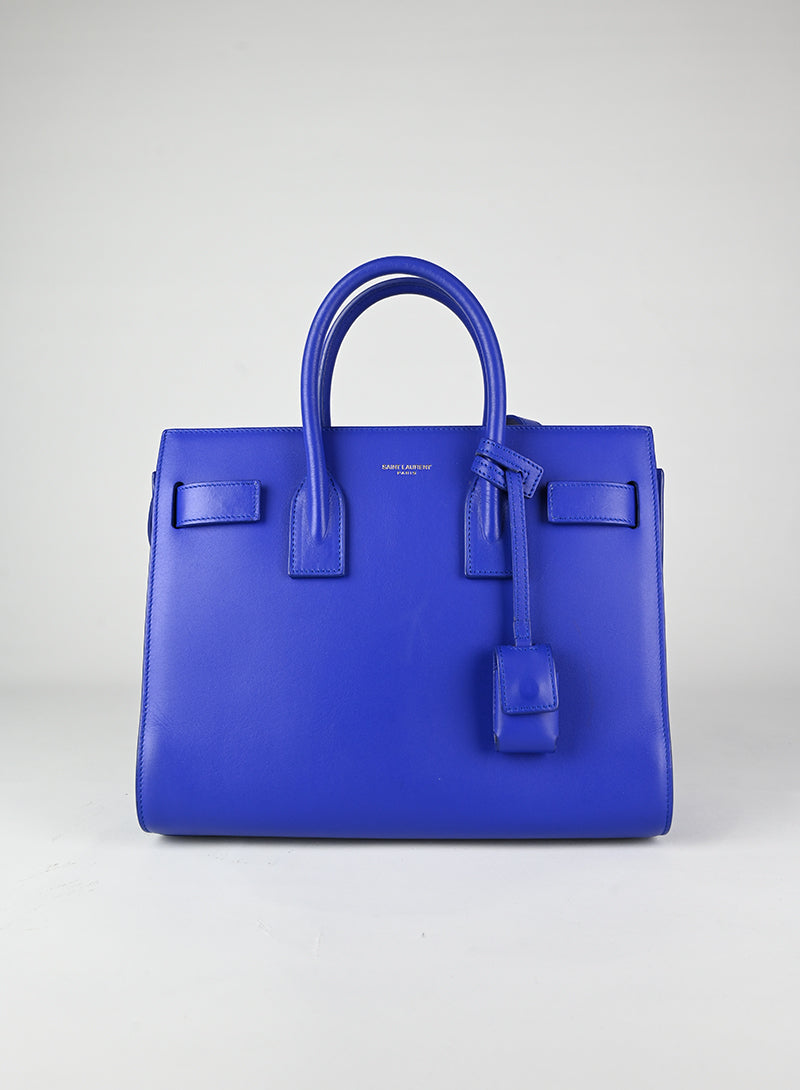 Saint Laurent Sac de Jour Baby Blue Leather Handbag - Luxury Designer Tote Bag for Women, Perfect for Work, Travel & Everyday Use