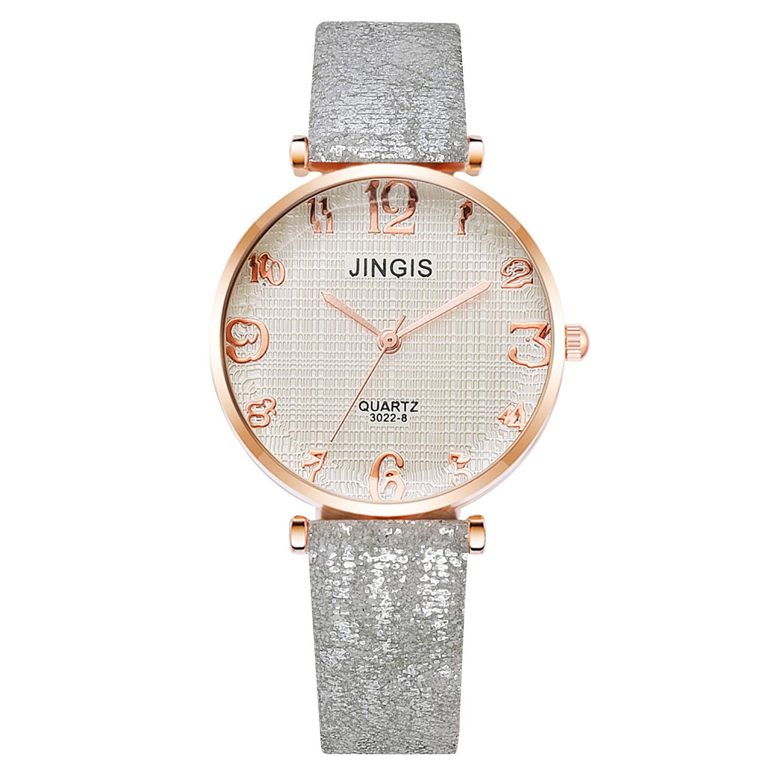 Stylish JINGIS Genuine Leather Watch for Women & Men - Vintage Retro Fashion Timepiece with Adjustable Stretch Band - Perfect for Daily Wear, Office & Casual Outings
