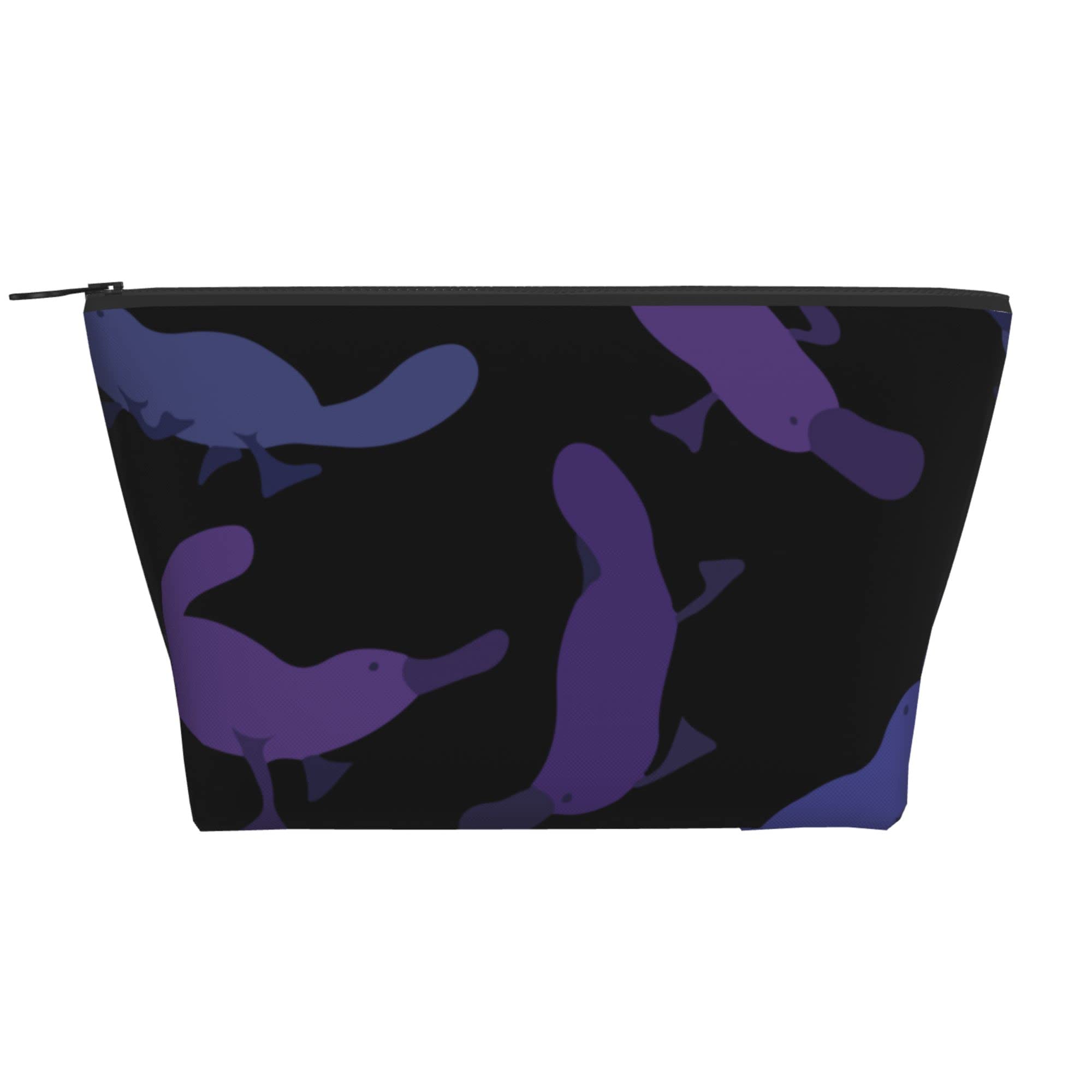 **Waterproof Purple Platypus Cartoon Travel Toiletry Bag - Durable Oxford Cloth Cosmetic Pouch with Zipper for Women, Girls & Boys - Perfect for Travel, Gym, Camping & Daily Use**