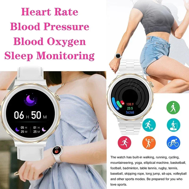 Waterproof Smart Watch for Women & Men - Round Fitness Tracker with Heart Rate Monitor, Step Counter & Sleep Tracking - Perfect for Running, Swimming & Daily Activity Tracking
