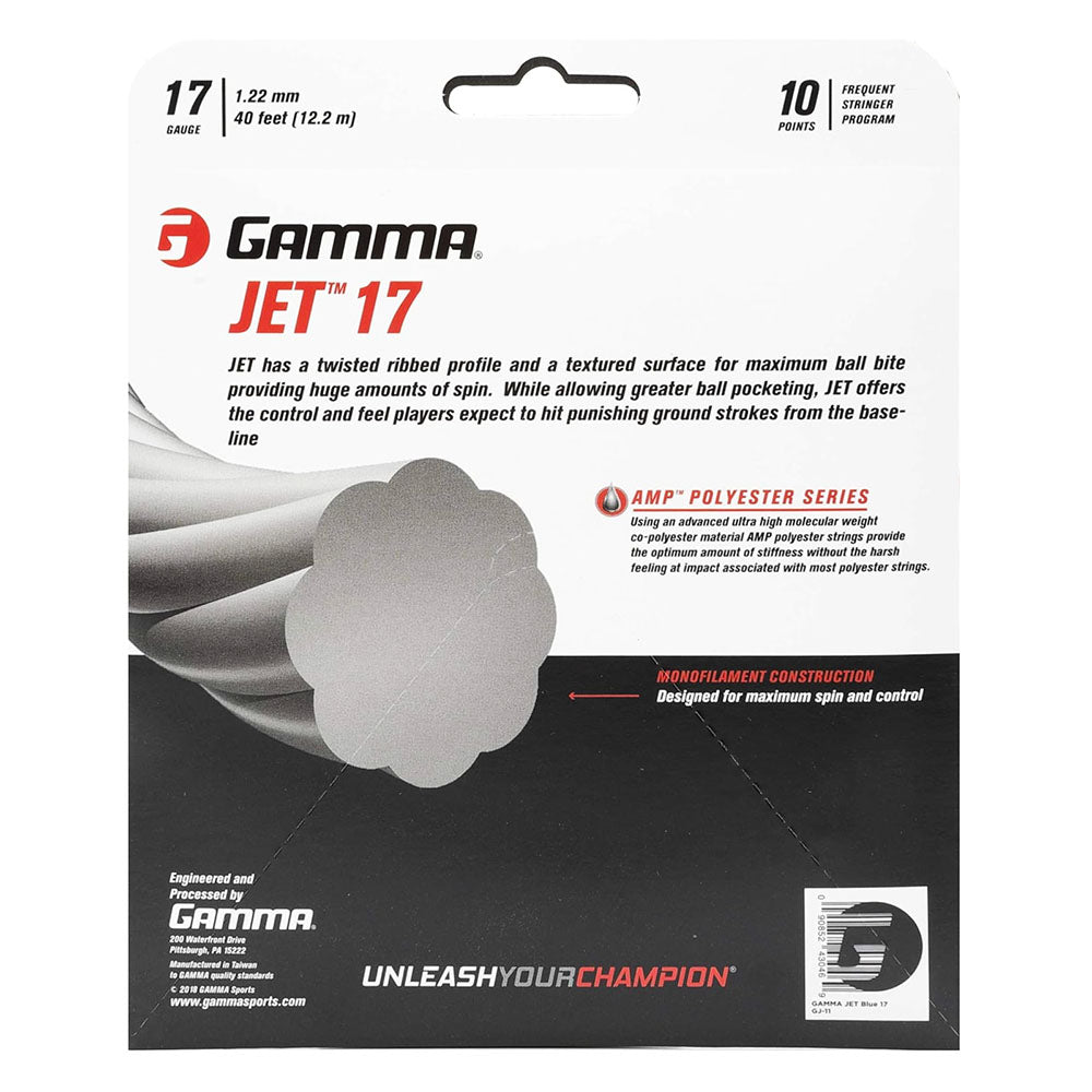 Gamma Jet 17/1.22 Tennis String (Blue) - High Performance Polyester String for Tennis Rackets | Perfect for Competitive Play & Tournament Use
