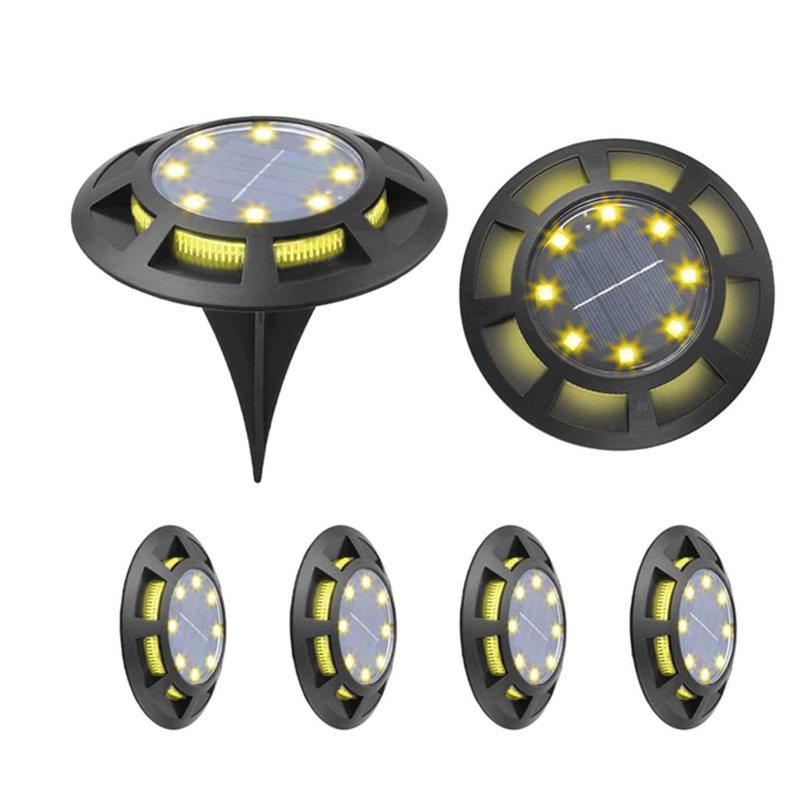 16 LED Solar Ground Lights - Upgraded Outdoor Solar Powered Waterproof Landscape Lighting (8 Main + 8 Side Lights) for Garden, Pathway, Driveway, Yard & Patio Decoration