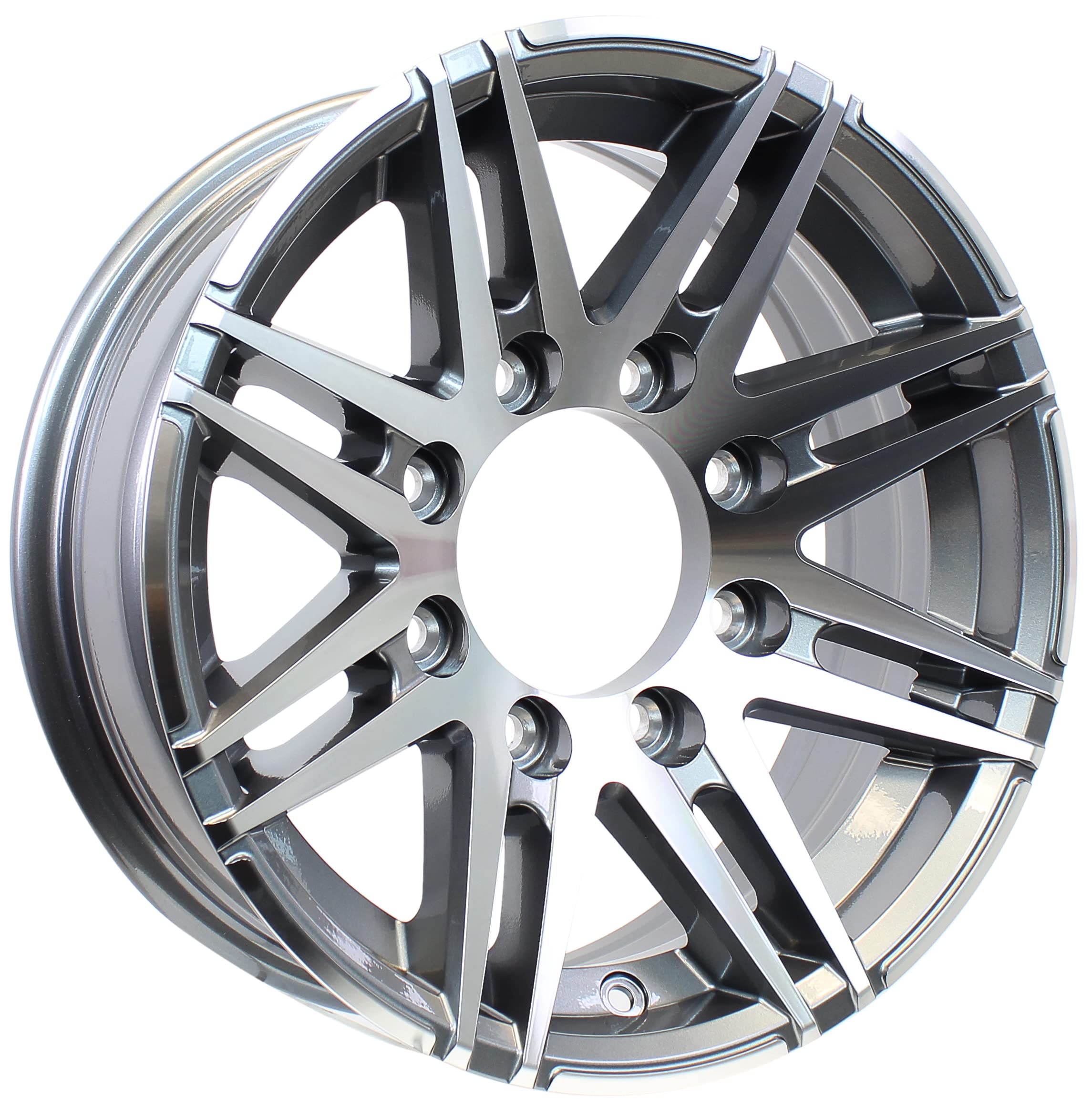 eCustomrim 2-Pack 16x6 Inch Aluminum Trailer Wheels - Gun Metal Finish 8-Lug PDSW66867GM - Perfect for Boat Trailers, Utility Trailers & Heavy-Duty Hauling