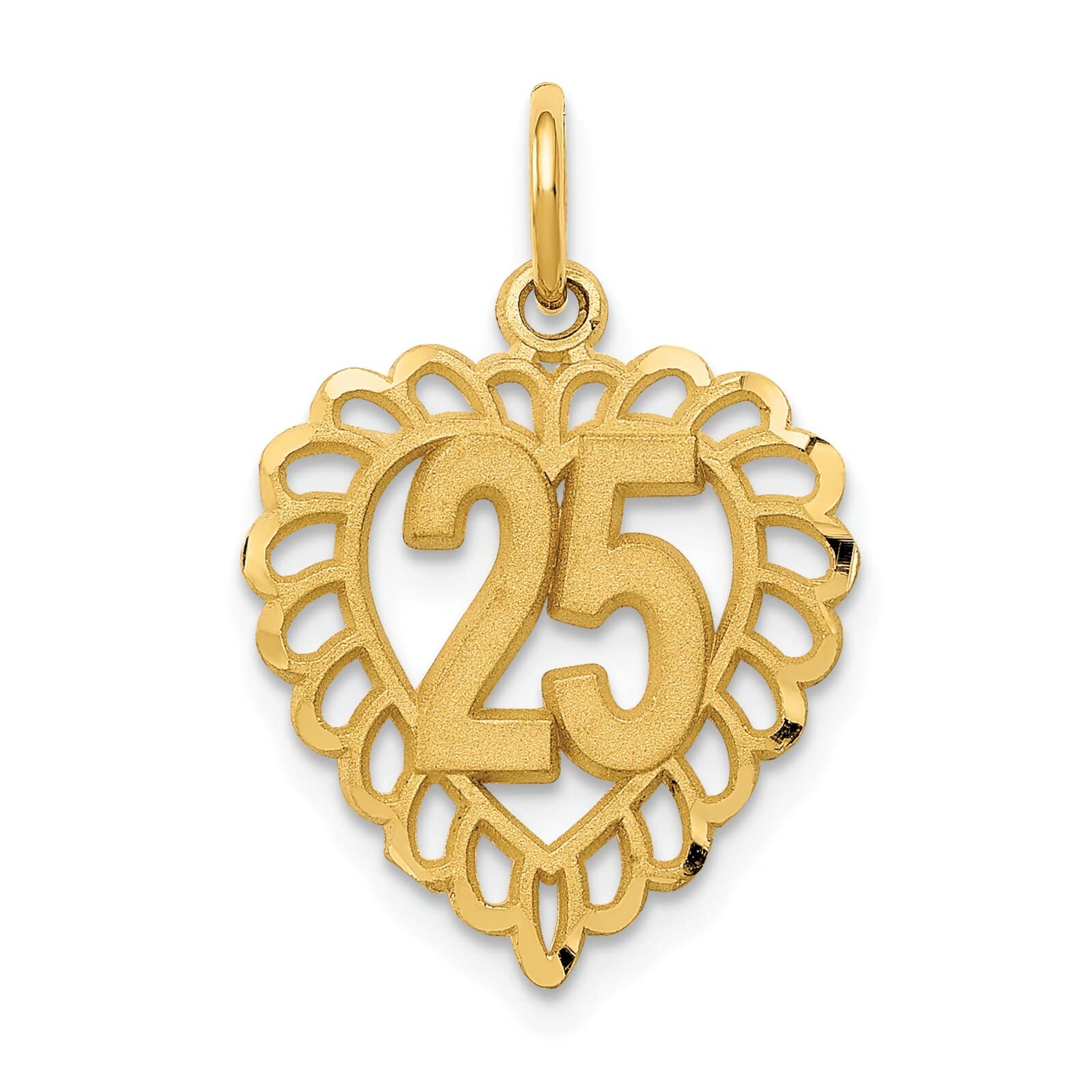 FindingKing 14K Gold 25 in a Heart Charm Necklace - Elegant Gift for Women, Valentine's Day, Anniversary & Special Occasions
