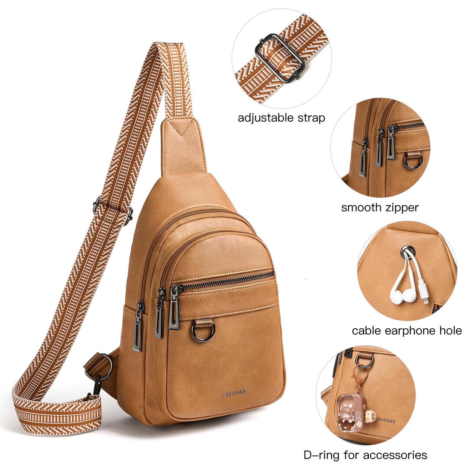 7L Vegan Leather Crossbody Sling Bag for Women & Men - Anti-Theft Fanny Pack, Shoulder Bag & Travel Backpack - Perfect for Gym, Hiking, Commuting & Daily Use