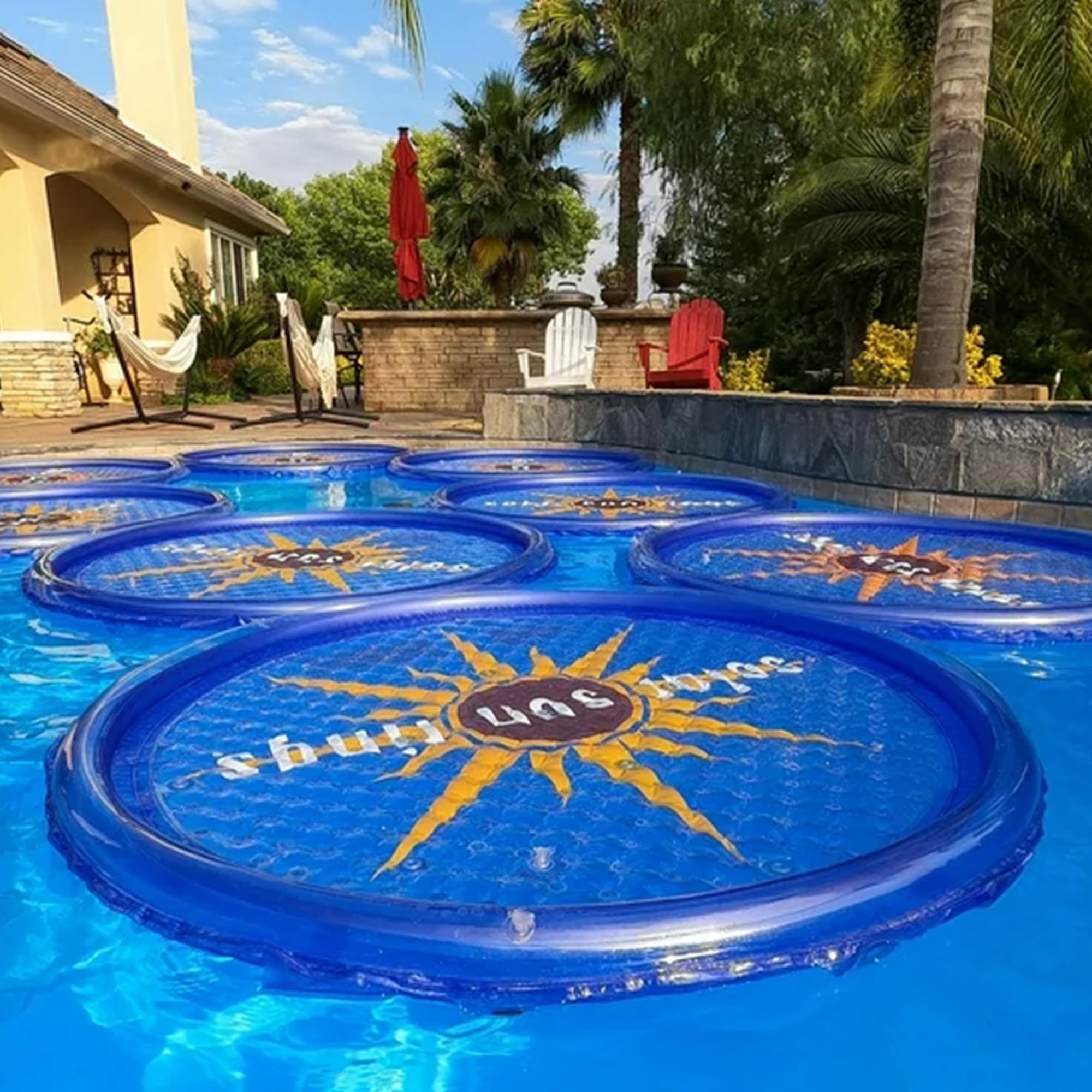Solar Pool Heater - 6 Pack Blue Solar Sun Rings for Above Ground & Inground Swimming Pools | Portable Spa Heating Accessory | Energy Efficient Circular Solar Cover | Perfect for Backyard, Hot Tubs & Outdoor Water Heating