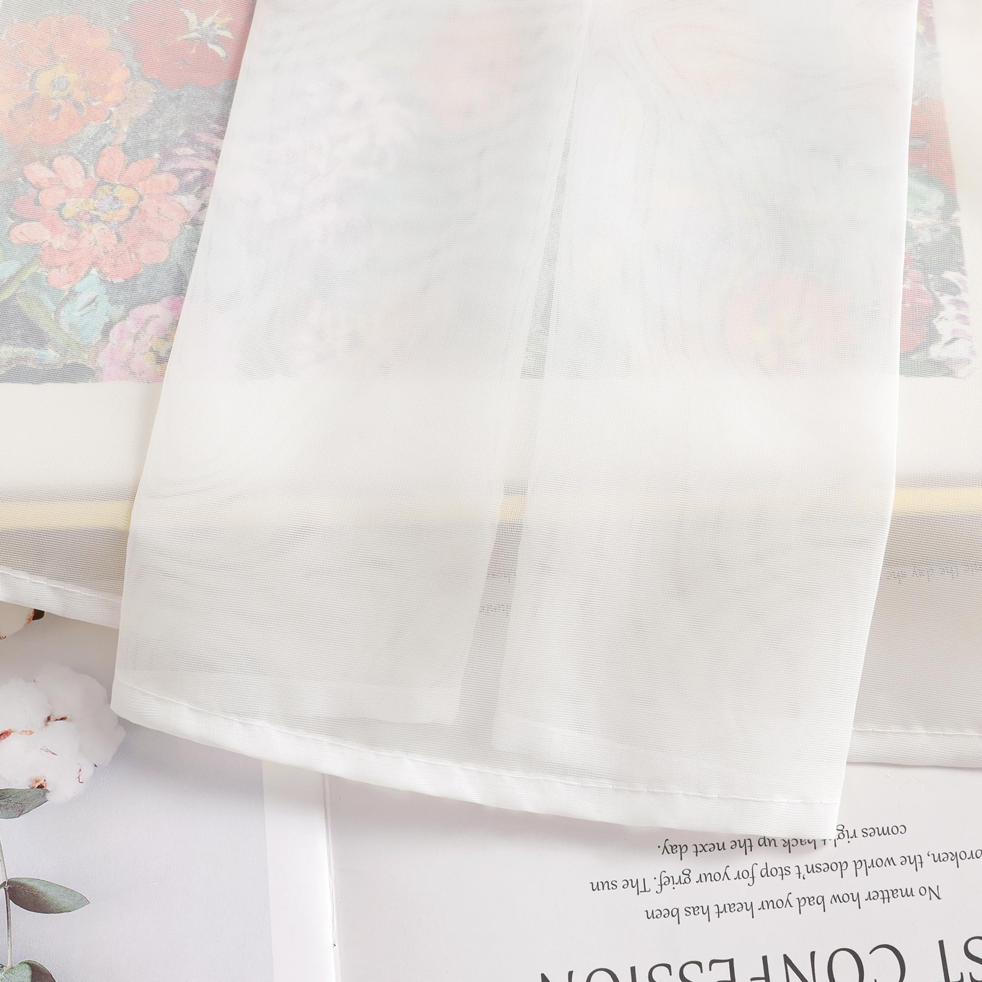 Elegant Beige Window Valance Rod Pocket Sheer Voile Swag Curtain with Pleated Roman Shades - 1 Piece (39x39 Inches) - Perfect for Kitchen, Living Room & Bedroom Decor