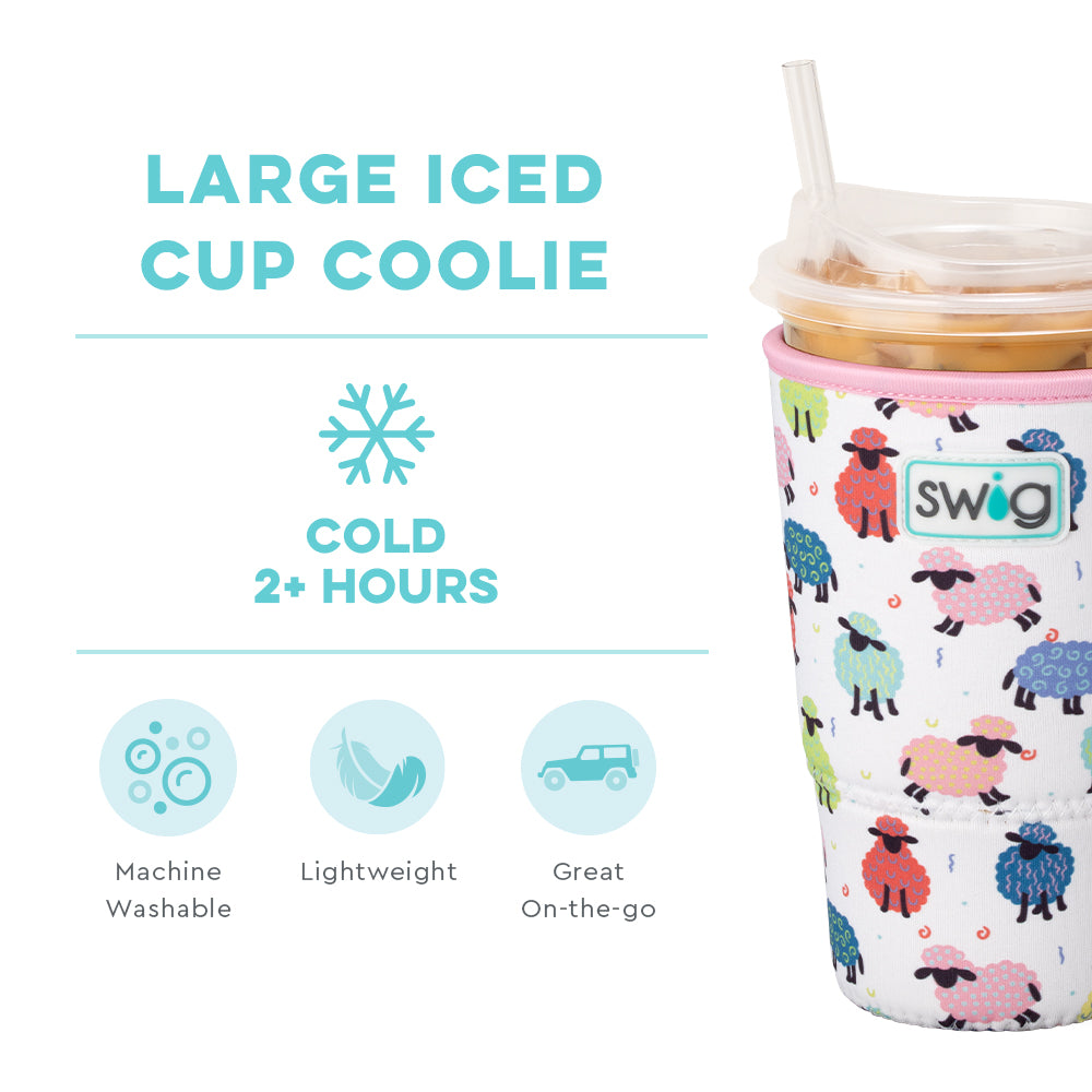 Counting Sheep Large Iced Cup Coolie - Insulated Tumbler for Cold Drinks, Perfect for Summer Picnics, Beach Days and Office Use