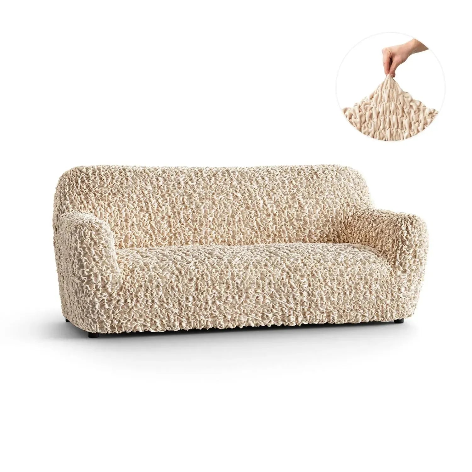 Fuco Velvet 3 Seater Sofa Slipcover - Soft Stretch Couch Cover for Living Room, Home Decor & Furniture Protection