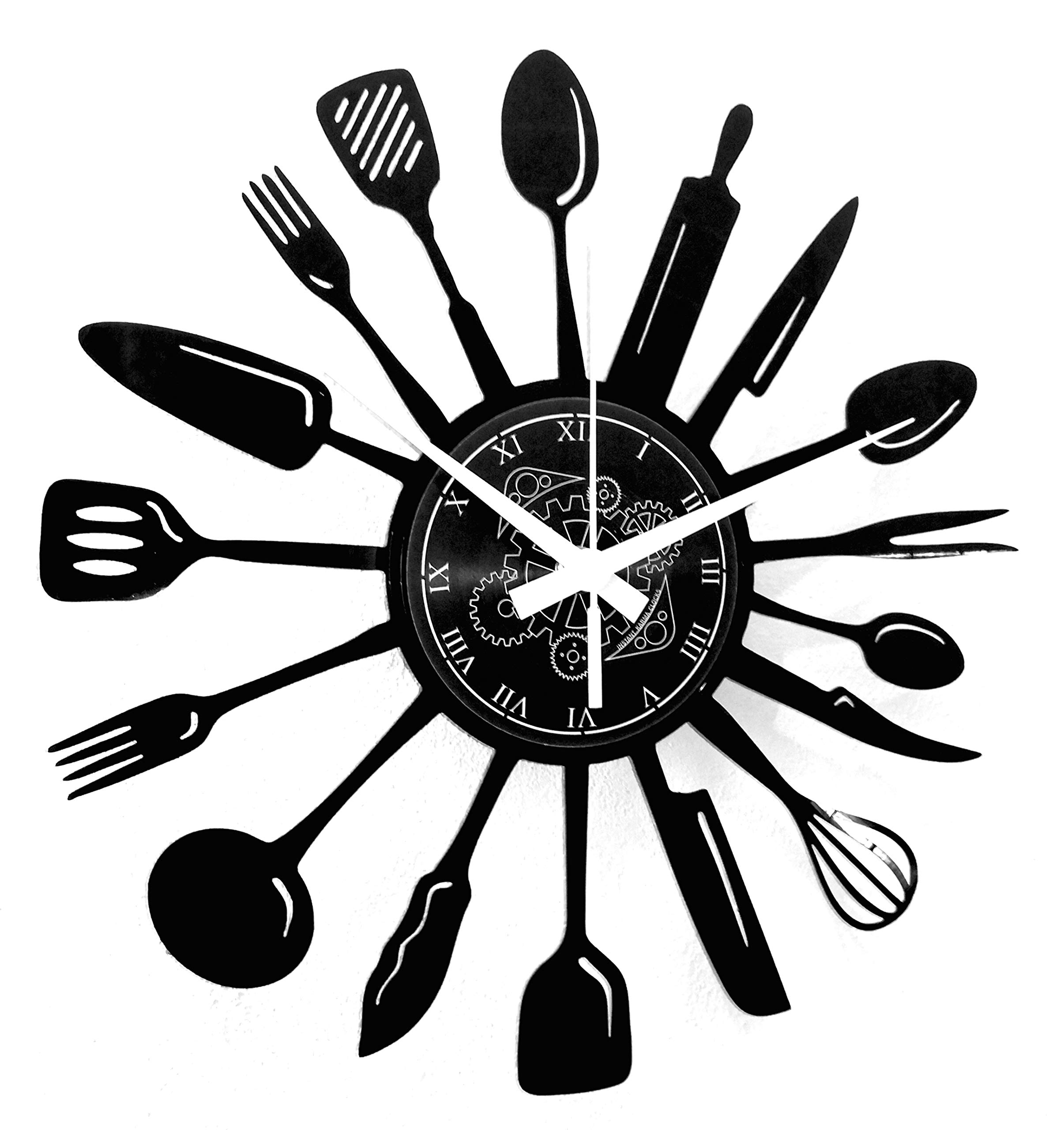 Stylish Vinyl Wall Clock - Chef Theme Kitchen Decor for Home, Dining Room & Restaurant | Perfect Gift Idea for Cooking Enthusiasts | Ideal for Kitchens, Living Rooms & Culinary Spaces