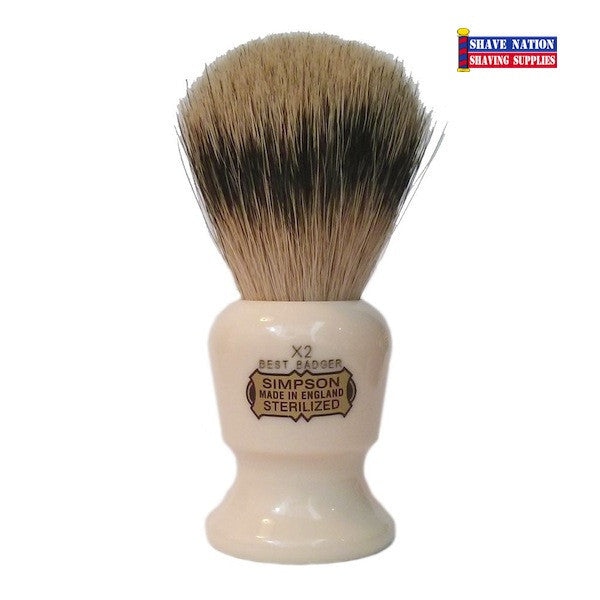 Simpsons Commodore X2 Shaving Brush for Men - Premium Badger Hair, Ergonomic Handle - Perfect for Wet Shaving & Grooming Kits