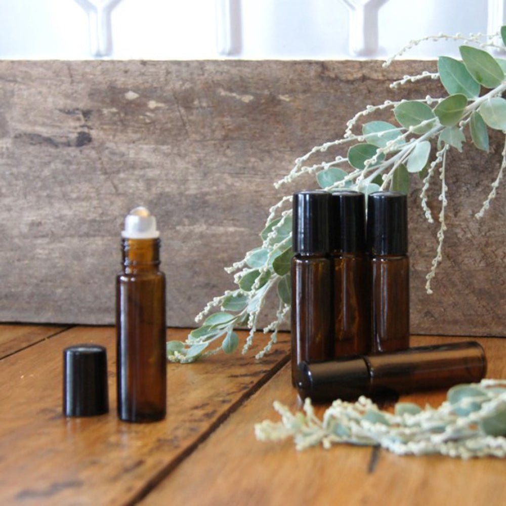 5-Pack 10ml Amber Glass Essential Oil Roller Bottles with Metal Roller Balls - Perfect for Aromatherapy, DIY Blends & On-The-Go Relaxation