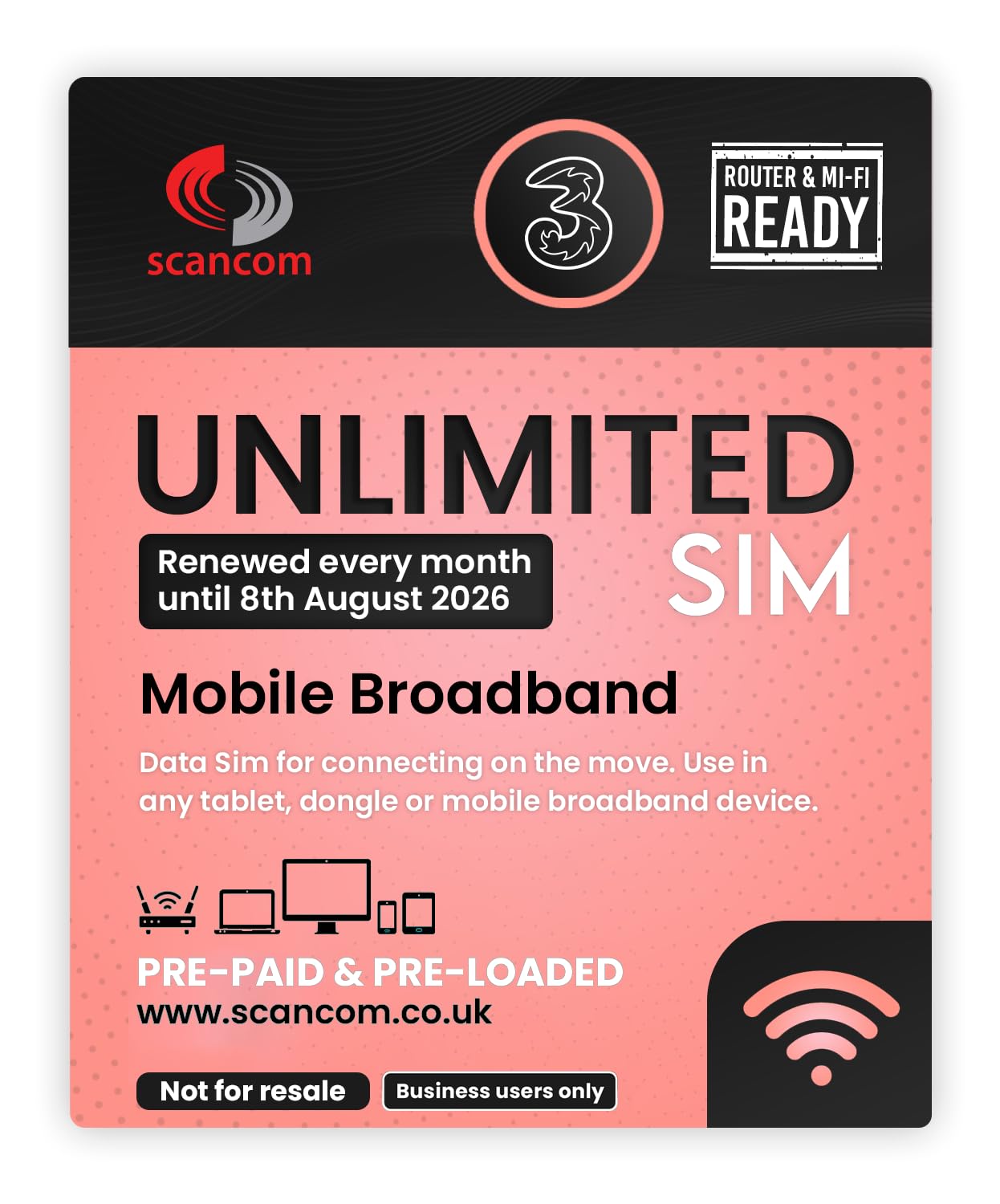 Unlimited 5G Data SIM Card - Preloaded Monthly Until August 2026 - Works with WiFi Routers, Tablets & Smartphones - Business-Grade Connectivity - Ideal for Remote Work, Travel & Mobile Hotspots