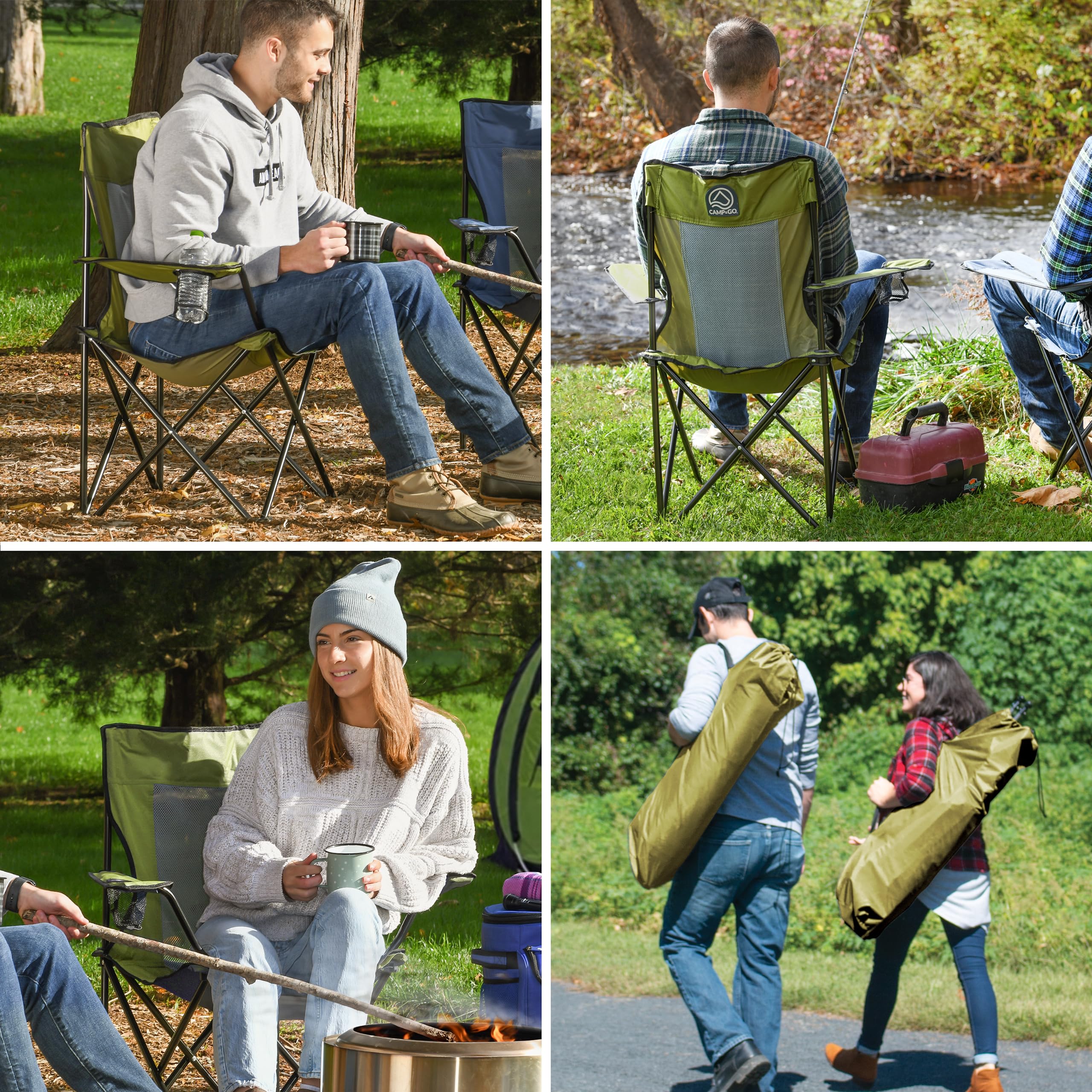 Portable Max Quad Camping Cup Holder with Carrying Bag - Heavy Duty Chair Accessory for Outdoor, Beach, Picnic & Tailgating Parties