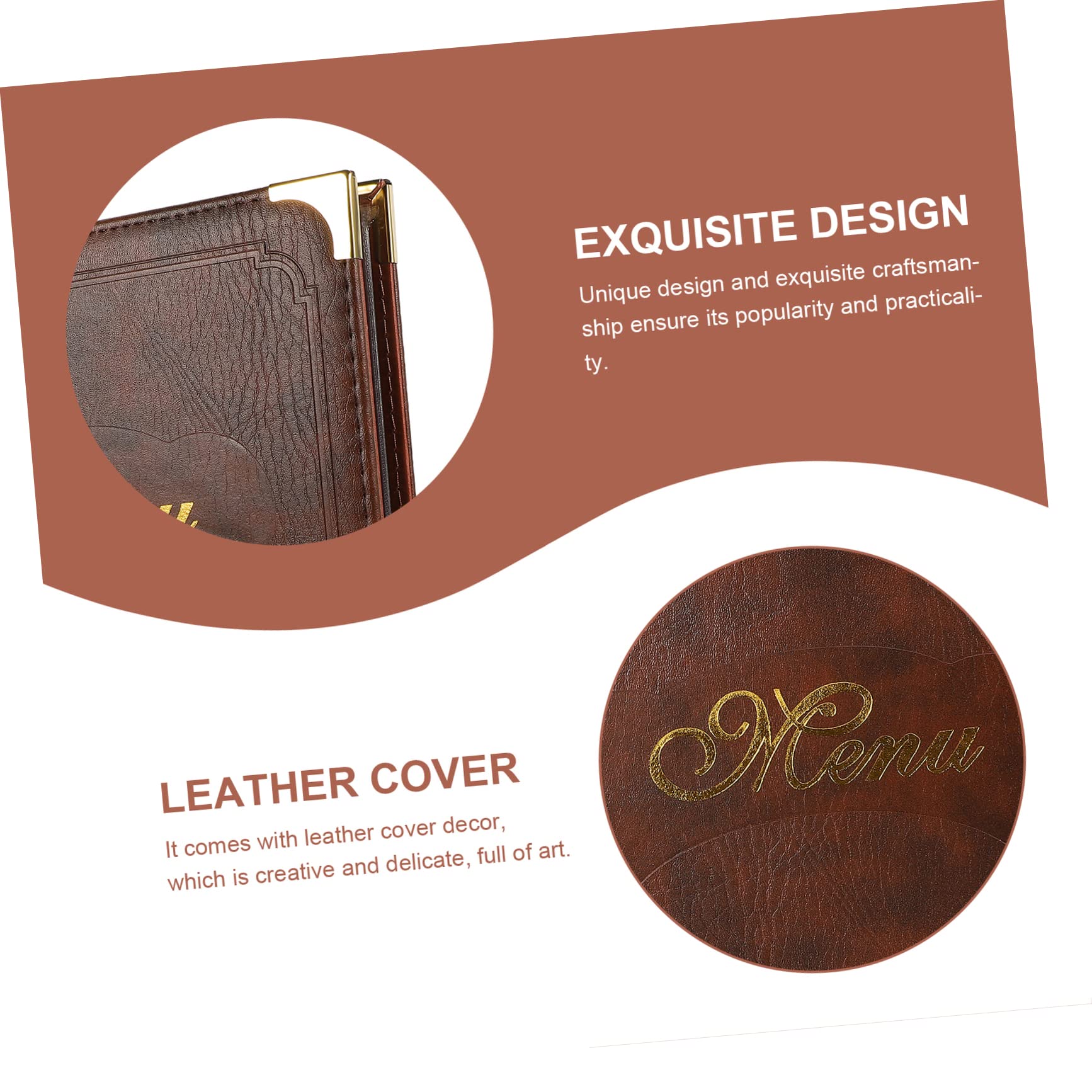 Premium Leather A4 Menu Holder - Restaurant Guest Check & Order Display Stand - Durable Leather Menu Book Cover for Tabletop Use - Ideal for Cafes, Bars, and Fine Dining Establishments
