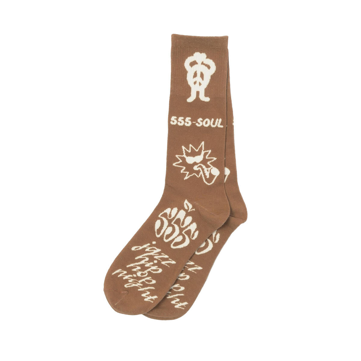 555 Soul Ludlow Throw Socks for Men & Women - Cozy Knit Cabin Socks in Cognac Brown - Perfect for Winter, Home & Gifts