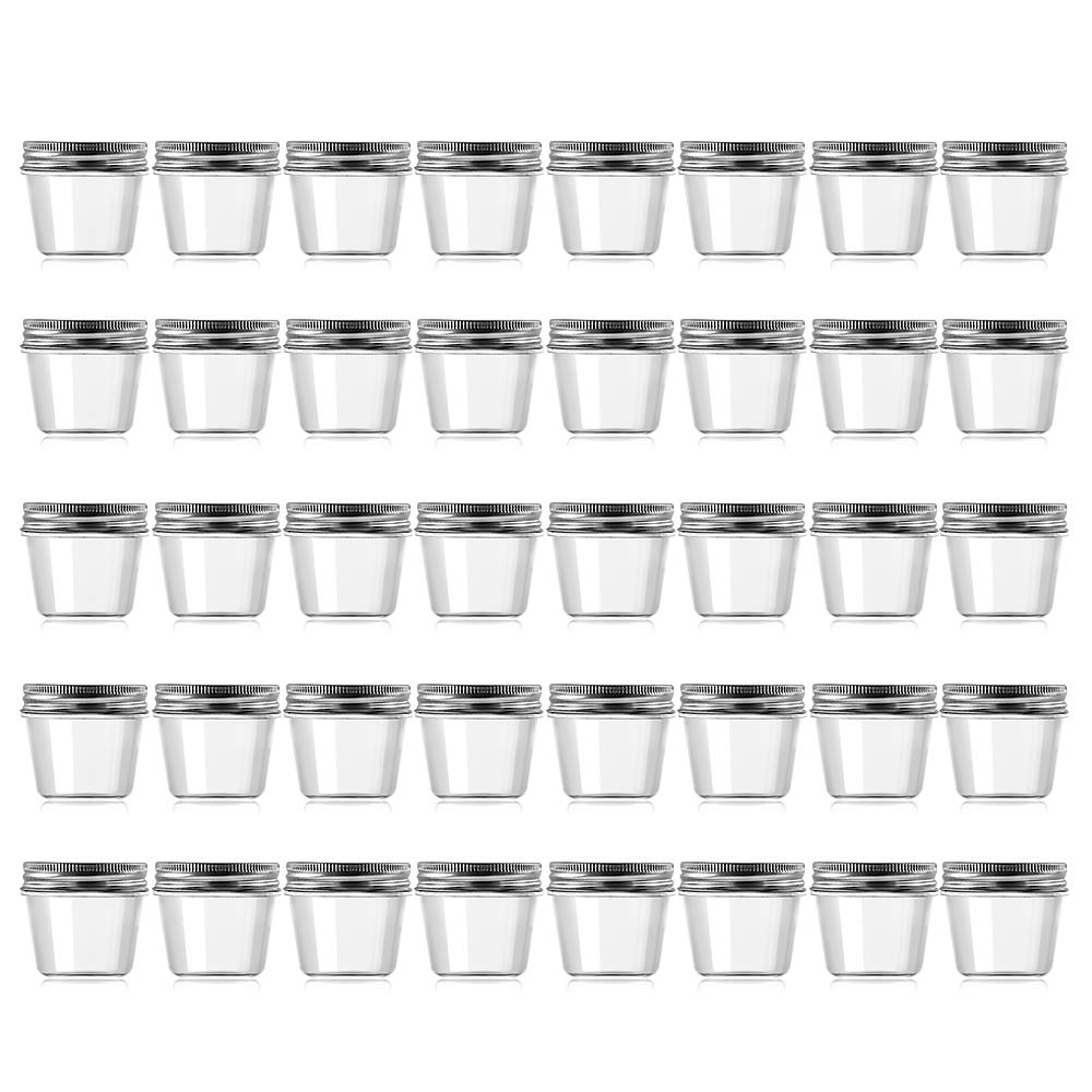 Novelinks 4oz Clear Plastic Jars with Screw-On Lids - 40 Pack BPA-Free Refillable Round Containers for Slime, Spices, Crafts & Kitchen Storage - Perfect for DIY, Organizing & Household Use