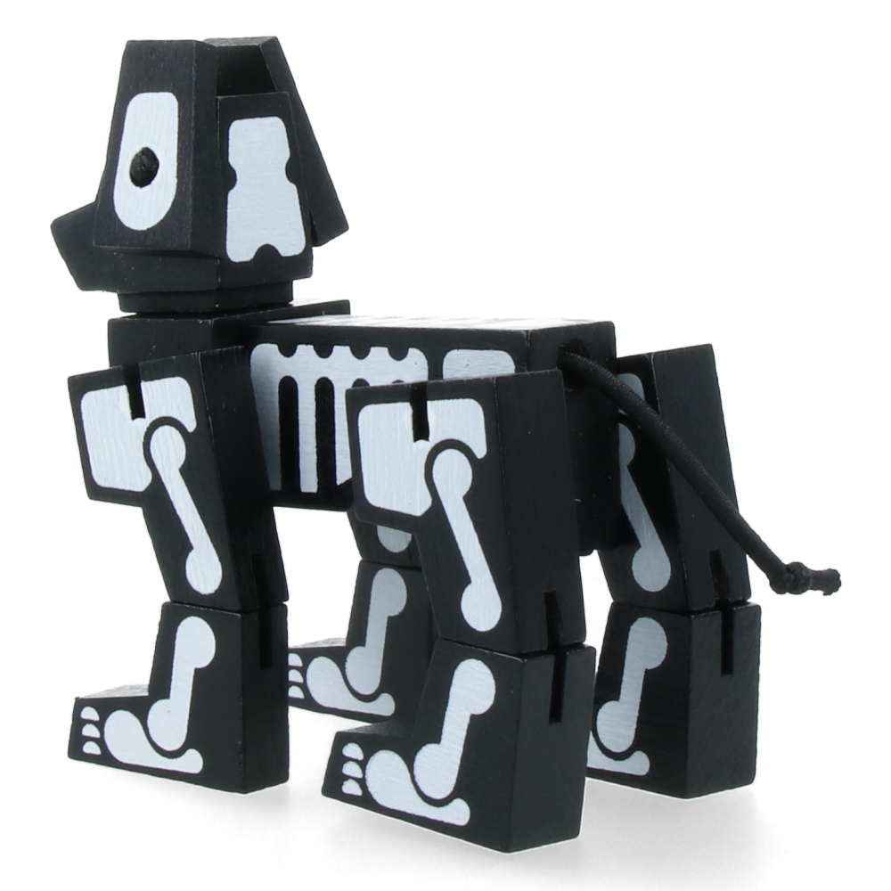 Cubebot Milo Micro Skeleton Black & White - Mini Articulated Robot Toy for Kids & Adults, Perfect for Desk Decor, Stress Relief & Creative Play