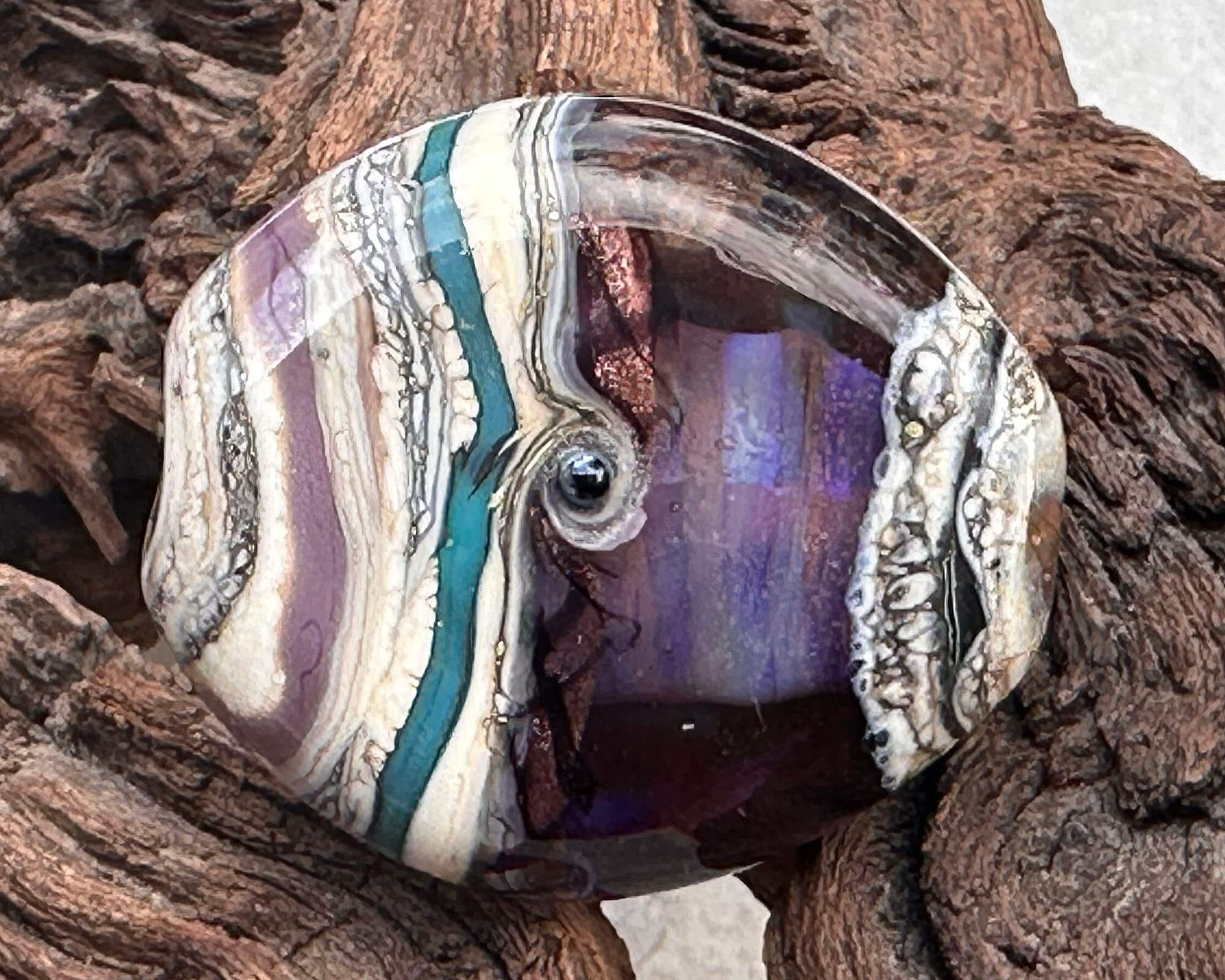 Handmade Purple Organic Lampwork Glass Focal Bead for Jewelry Making - Perfect for Necklaces, Bracelets, and DIY Craft Projects