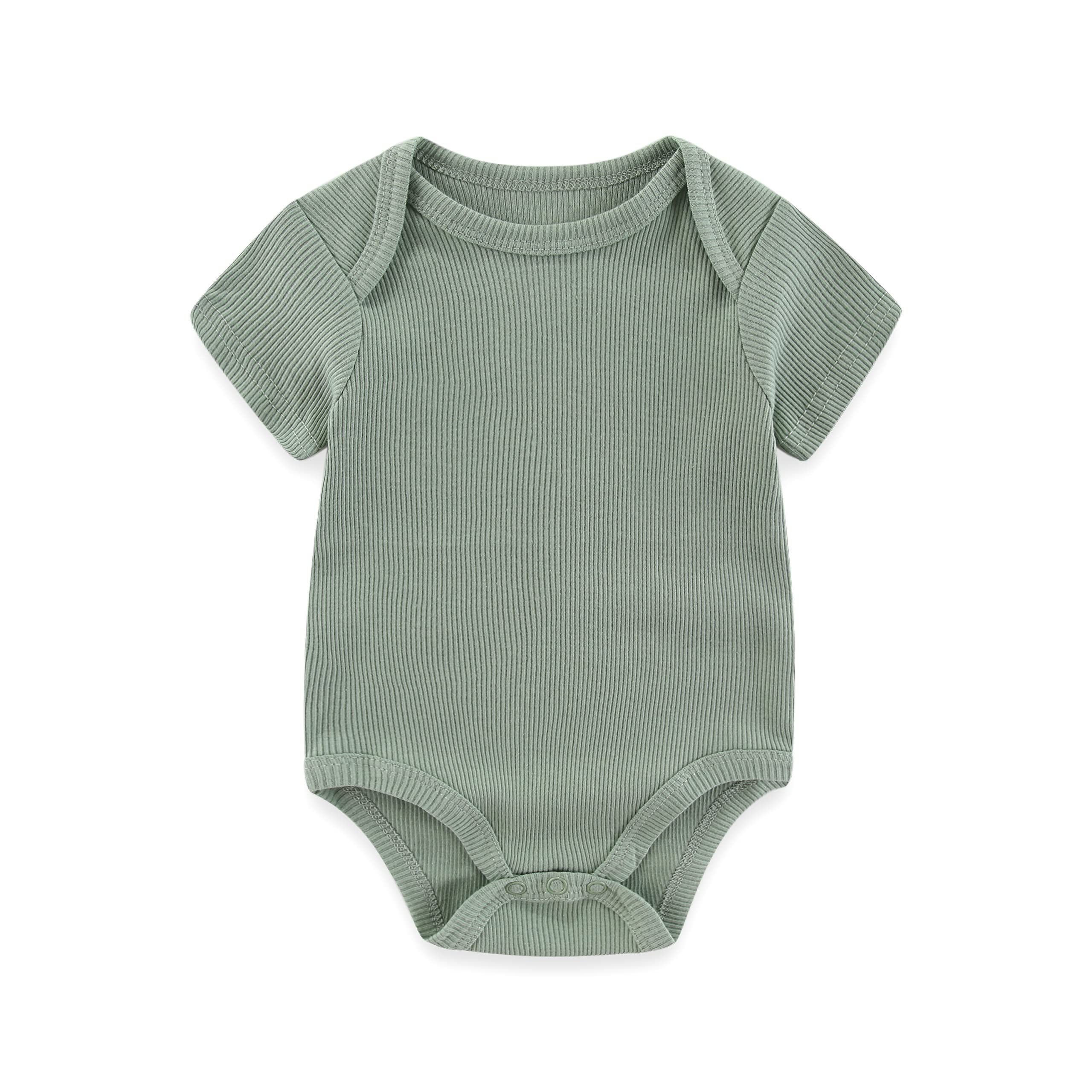 Kiddiezoom Newborn Baby Unisex Cotton Bodysuits 5-Pack - Soft Organic Onesies for Infants 0-3 Months | Perfect Baby Shower Gift & Everyday Wear