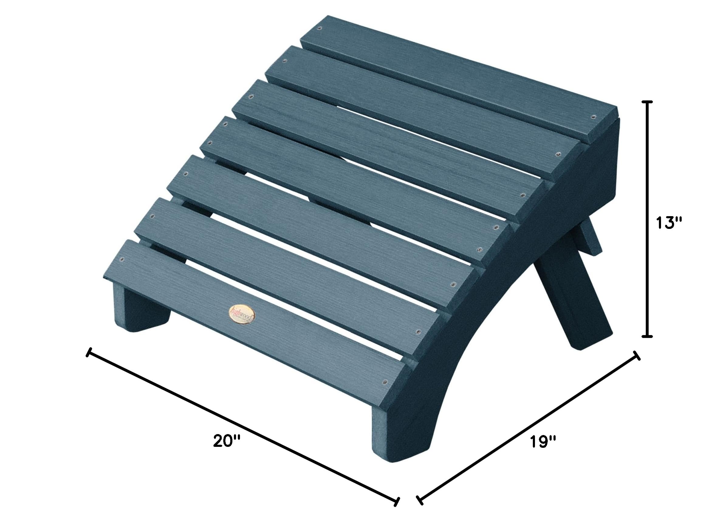 Highwood Classic Westport Adirondack Chair with Ottoman - Nantucket Blue - Weather-Resistant Outdoor Patio Furniture for Garden, Poolside & Backyard Relaxation