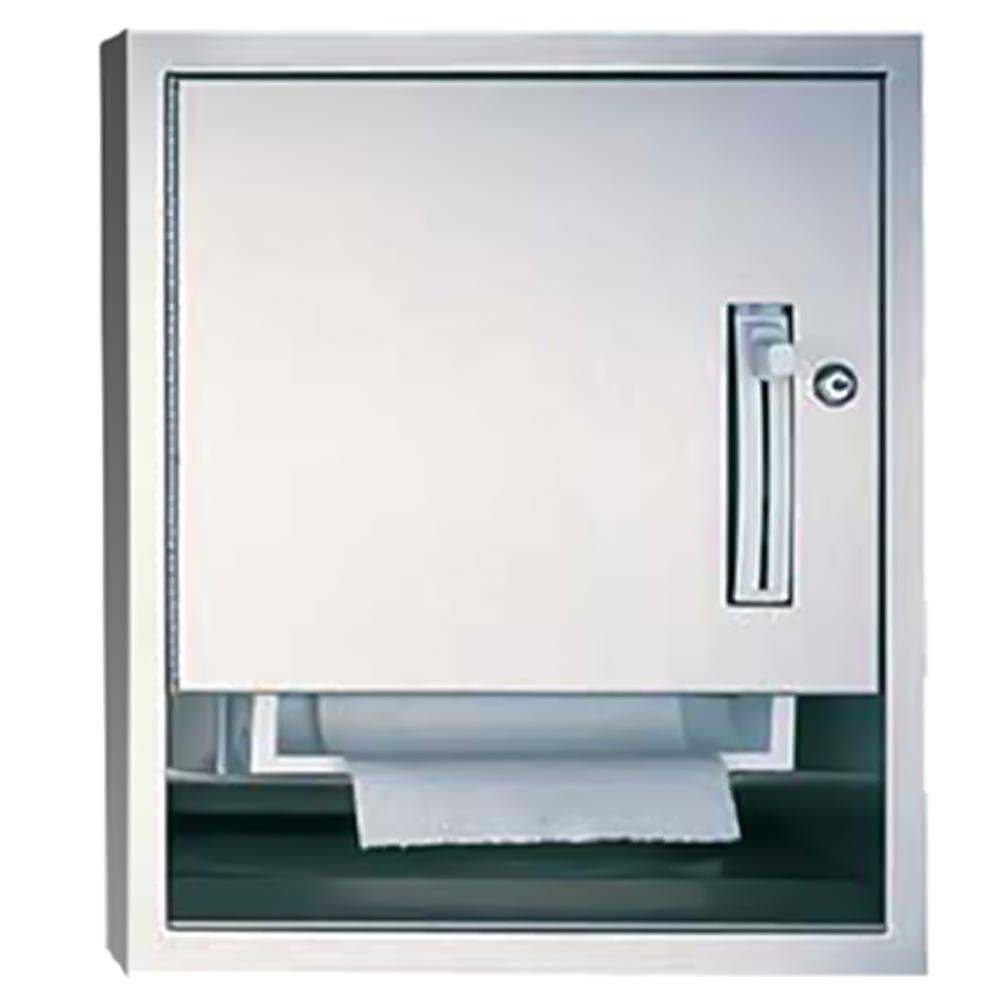 ASI 04523 6 Traditional Roll Paper Towel Dispenser - Semi-Recessed Satin Finish for Kitchen, Bathroom & Commercial Use