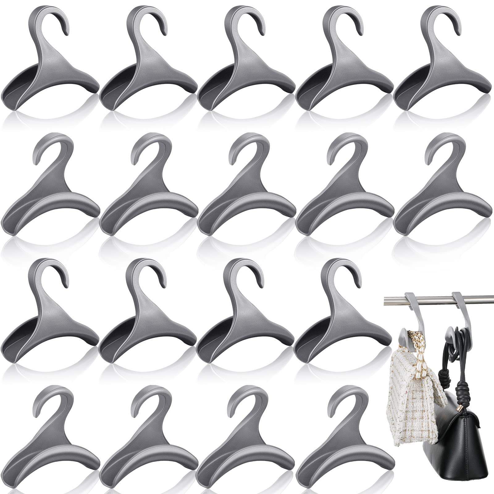 Maitys 18-Piece Acrylic Purse Hanger Hook Set - Space-Saving Handbag Organizer for Closet, Over-The-Door Storage - Perfect for Purses, Totes, Backpacks & Satchels (Gray) | Ideal for Bedroom, Closet & Entryway Organization