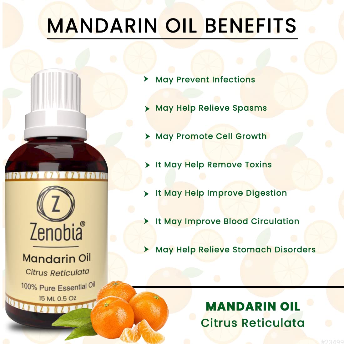 Zenobia Mandarin Essential Oil - 100% Pure Natural Therapeutic Grade for Hair, Beard, Skin & Body Care - Promotes Shine & Hydration - 15ml - Perfect for Aromatherapy, Massage & DIY Beauty Products