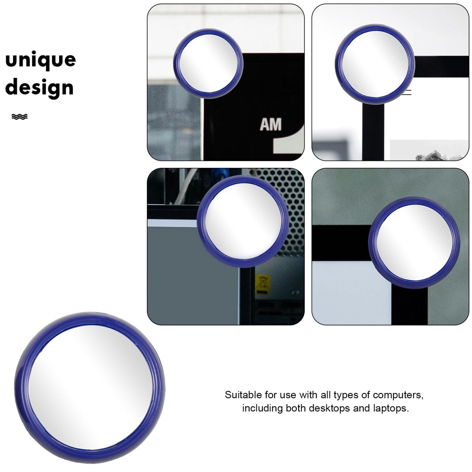 OUNONA 2-Pack Wide Angle Convex Mirror for Computer Monitor - LCD Screen Magnifier, Home & Office PC Monitor Safety Mirror for Cubicles, Workstations, and Home Desks - Improve Visibility & Reduce Blind Spots in Workspaces