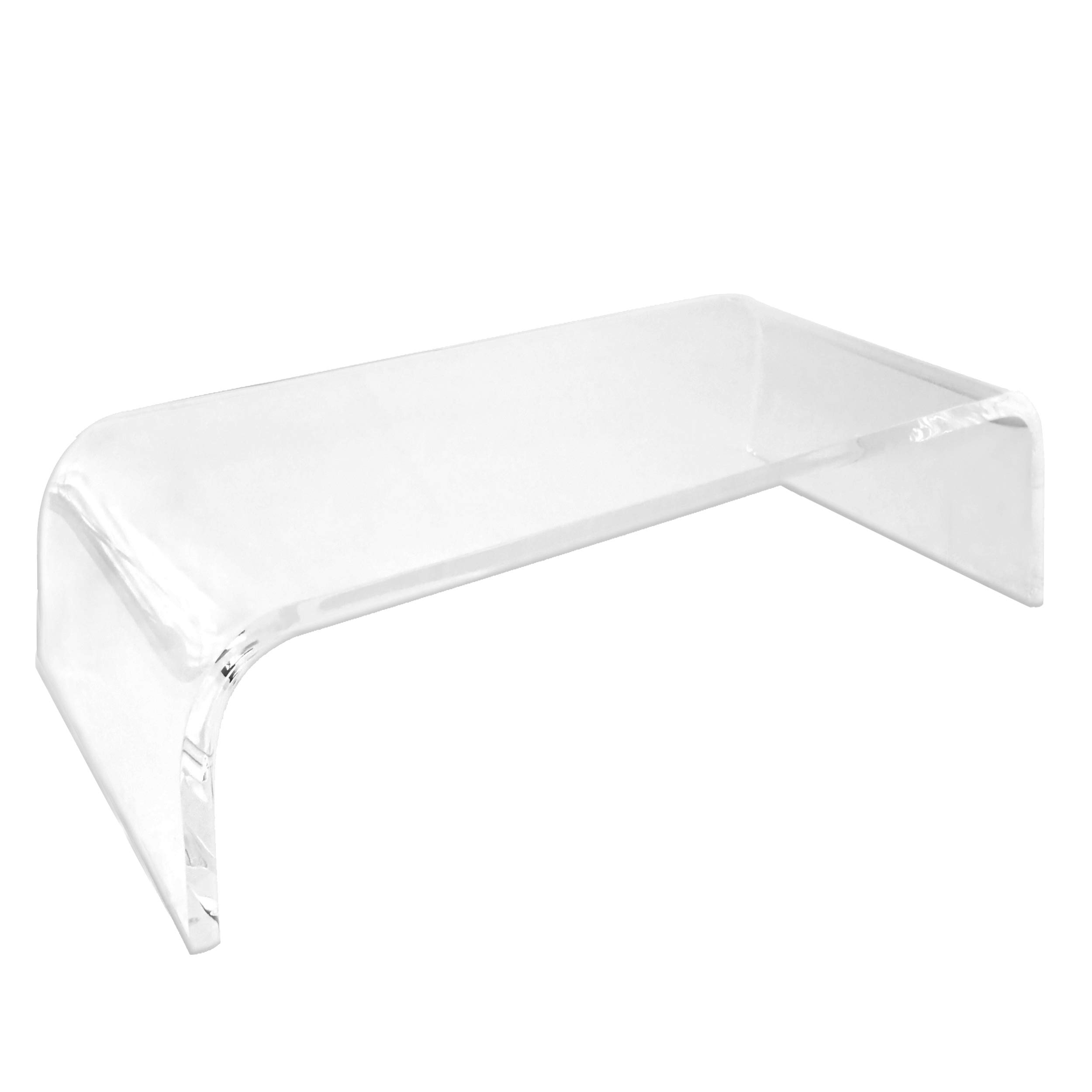 AMT Clear Acrylic Monitor Stand Riser for Laptop & PC - Large Home Office Desk Organizer with Storage Space | Perfect for Ergonomics & Cable Management