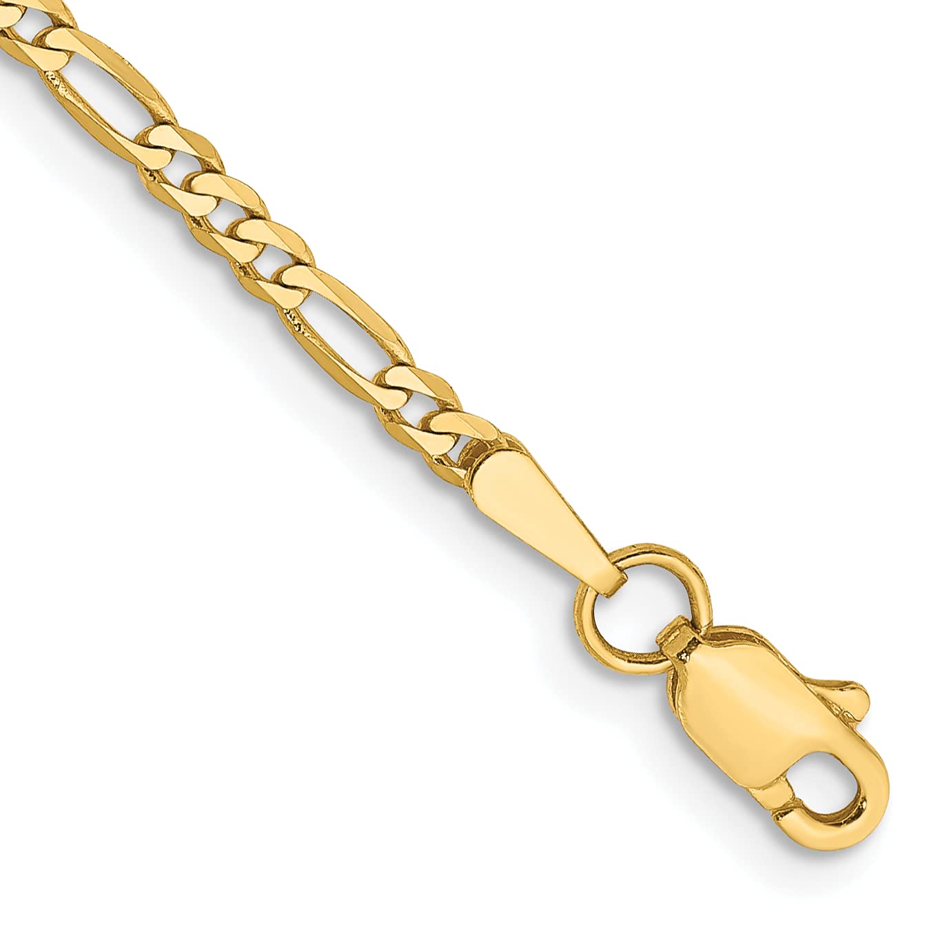 14K Solid Yellow Gold 2.25mm Figaro Link Chain Anklet - Dainty Summer Beach Jewelry for Women, Perfect for Vacation, Pool Party & Boho Style Outfits