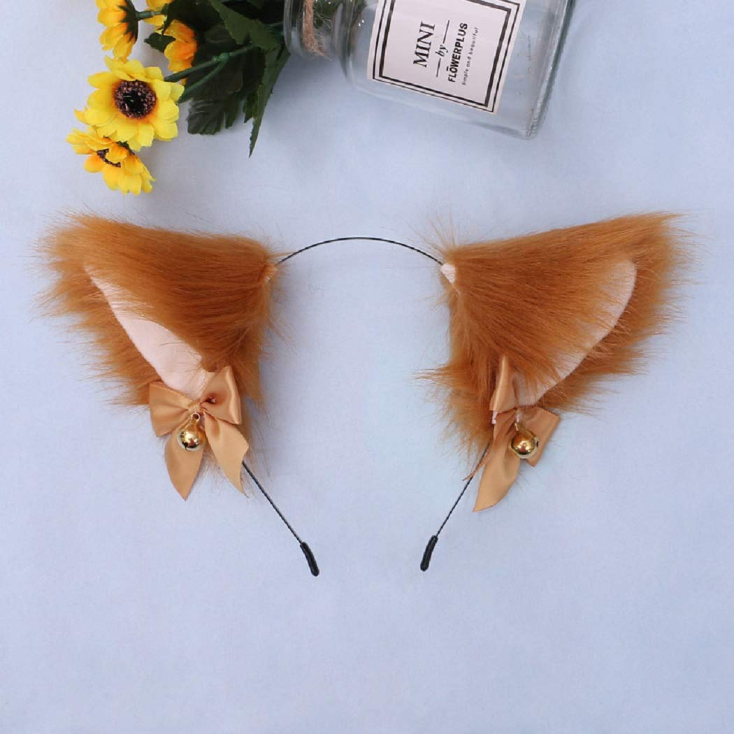 Fxaelian Animal Fox Cat Dog Ears Headband - Cute Fluffy Cosplay Costume Accessories for Halloween, Parties, Anime Conventions & Dress Up Play