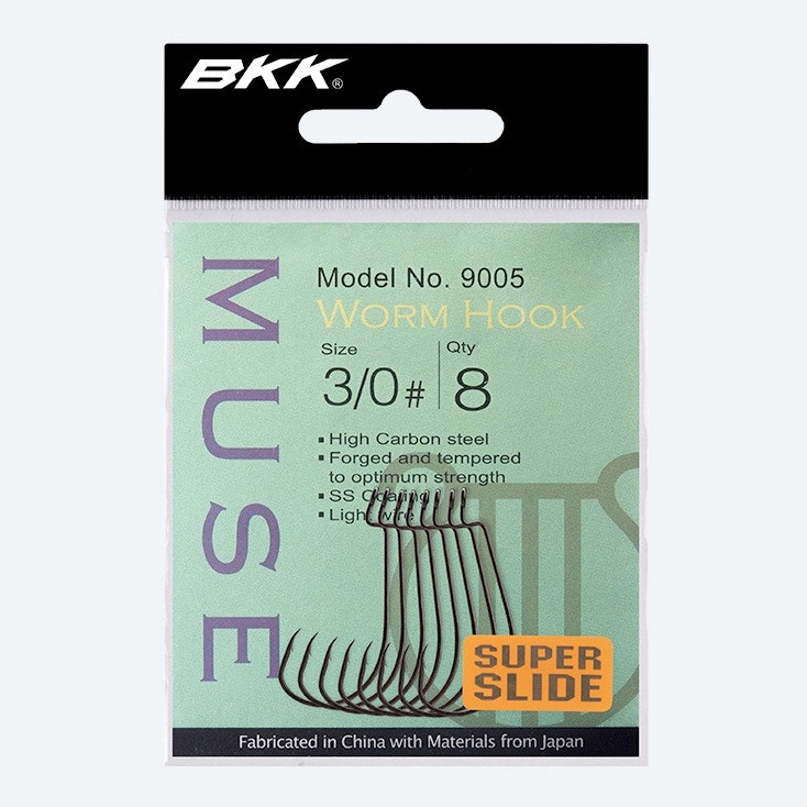Premium BKK Muse Worm Fishing Hooks - Sharp & Durable for Bass, Trout & Freshwater Fishing - Ideal for Soft Plastic Worms & Lures