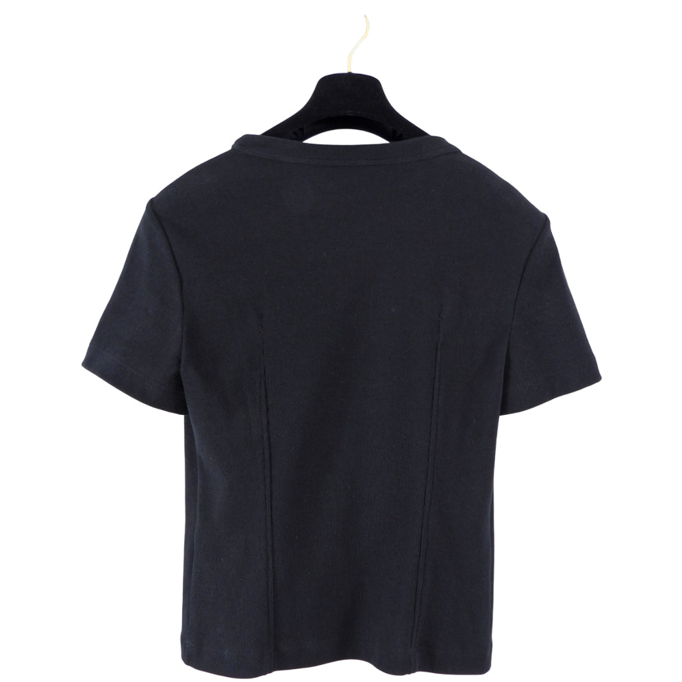 Chanel Black Cotton Camelia Logo Crystal Embellished T-Shirt for Women - Size 38 (S/M) - Luxury Casual Wear for Parties, Dates & Everyday Fashion
