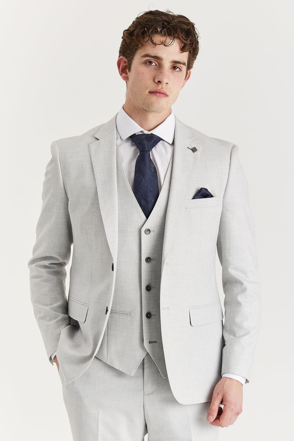 Belmont Silver Men's 3-Piece Suit for Wedding, Business & Formal Events | Premium Slim Fit Suits for Groomsmen & Professionals