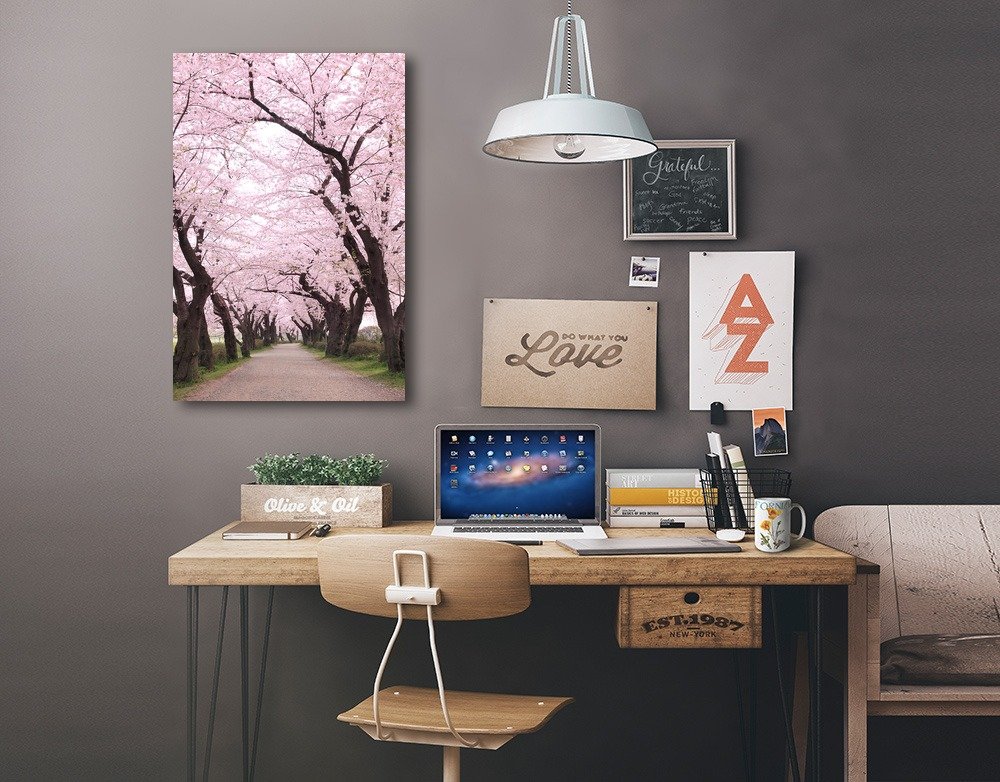 Lantern Press Cherry Blossom Orchard Wall Art - 16x24 Wrapped Canvas Print for Home & Office Decor - Spring Floral Landscape Painting for Living Room, Bedroom, or Gift