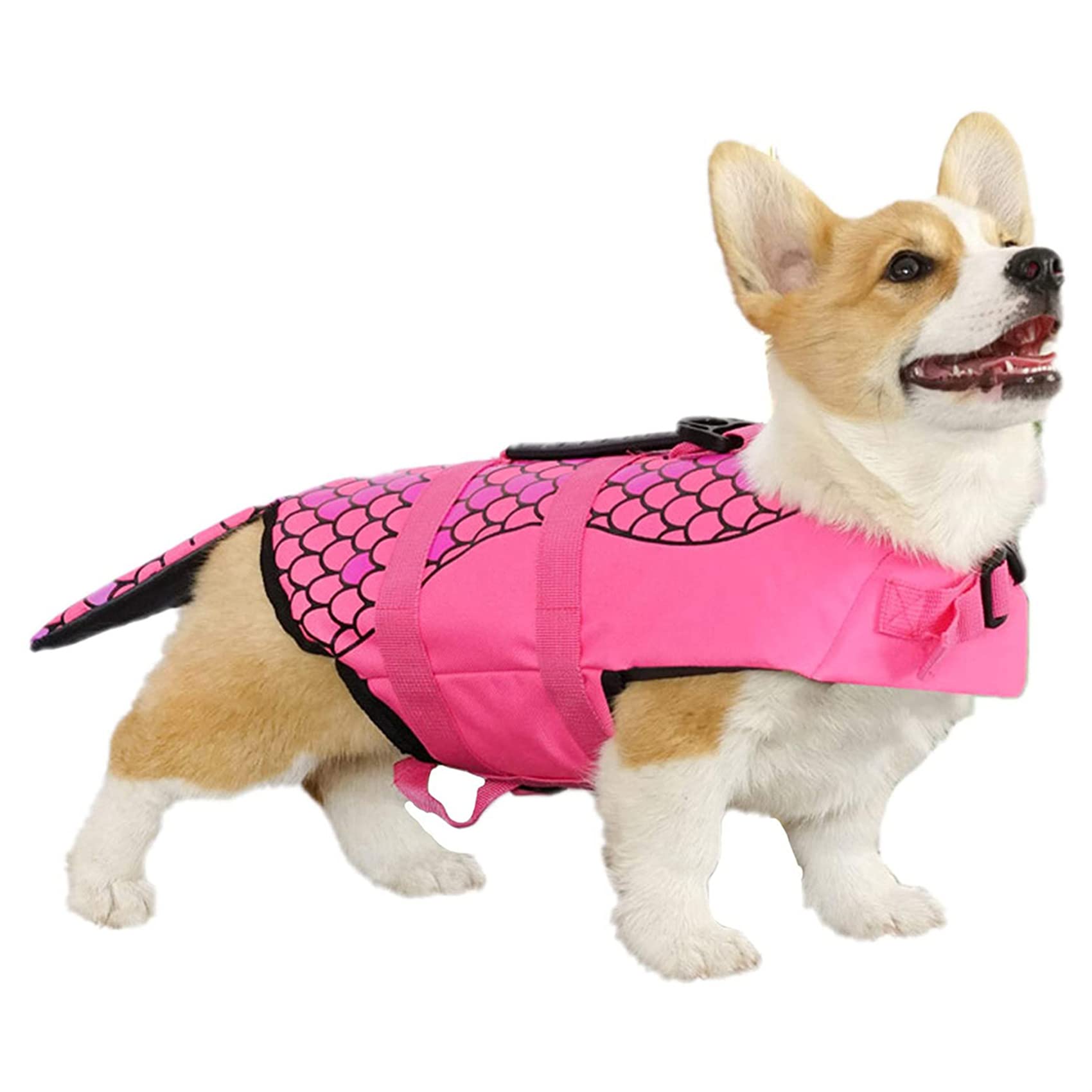 Adjustable Pet Dog Life Jacket Vest - Safety Swimming Harness with Collar for Summer Swimwear (Mermaid & Shark Designs) - Perfect for Beach, Pool, and Boating Adventures