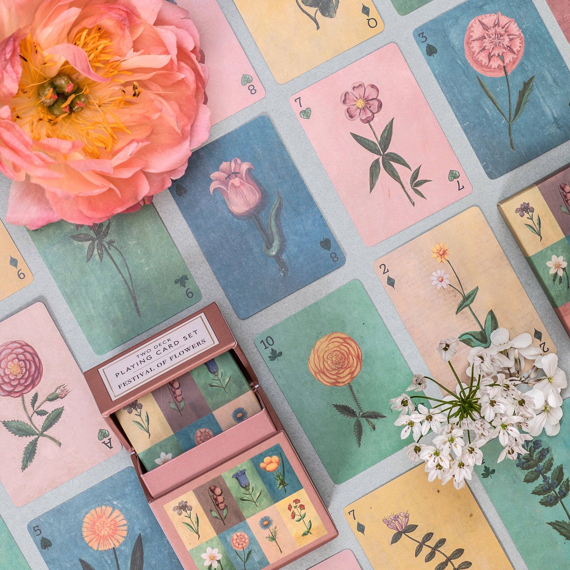 Festival of Flowers Playing Cards - Set of 2 Decks | Floral Design Card Game for Parties, Magic Tricks & Family Game Nights