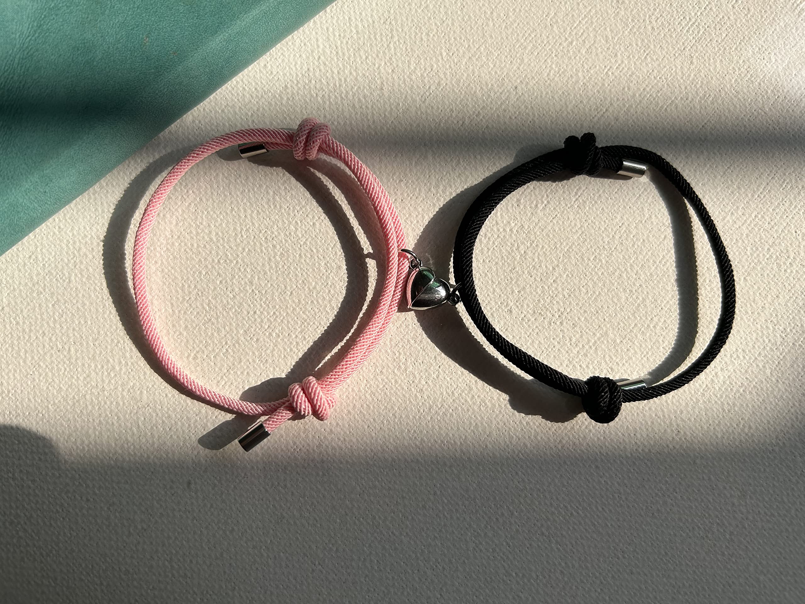 2pcs Magnetic Couple Bracelets - Love Heart Matching Rope Bracelets for Couples, Boyfriend & Girlfriend Gifts - Magnetic Attraction Friendship Bracelets for Women & Men - Perfect for Anniversaries, Valentine's Day & Romantic Dates