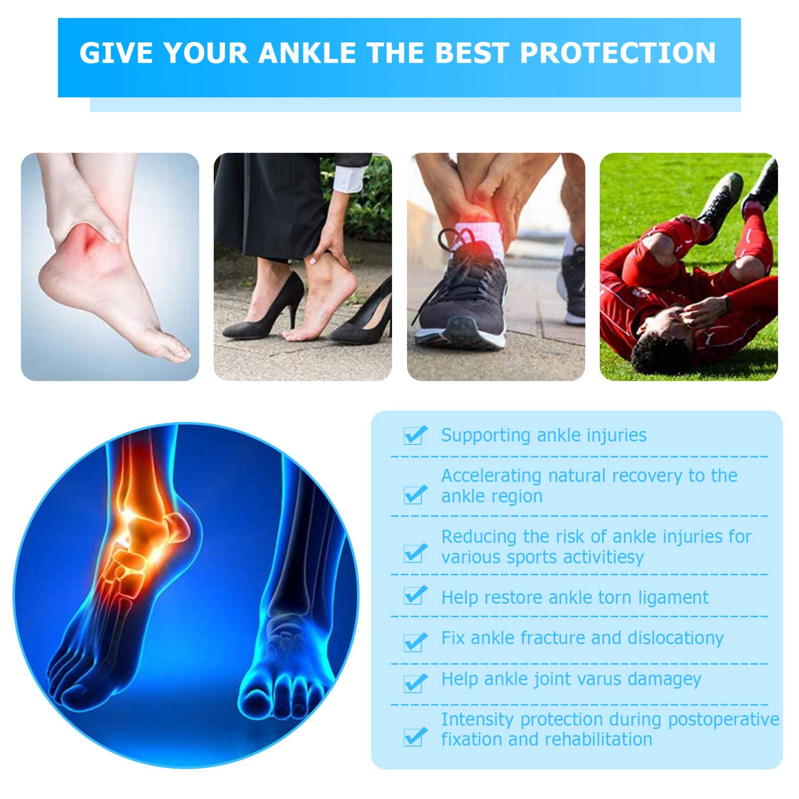 Best Ankle Brace for Volleyball & Sports - Breathable Ankle Support Wrap with Arch & Tendon Stabilizer - Ideal for Injury Prevention, Recovery & Active Lifestyles