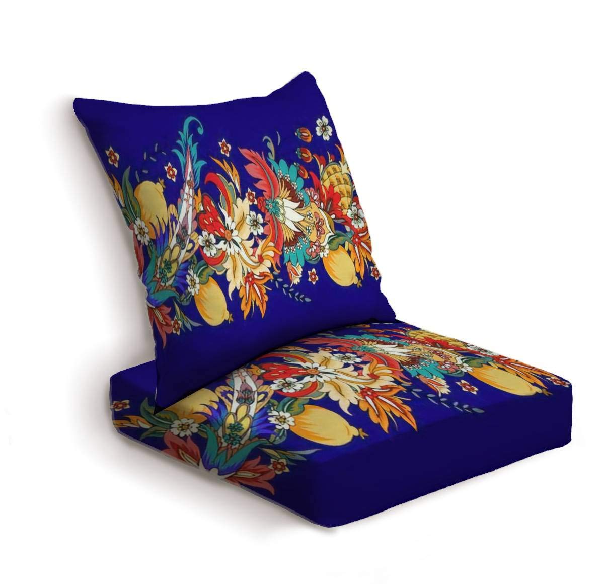ONENPENRI 2-Piece Outdoor Deep Seat Cushion Set - Waterproof Patio Furniture Replacement Cushions with Paisley Design for Lounge Chairs, Conversation Sets & Deep Seating - Perfect for Backyard, Poolside & Deck Relaxation