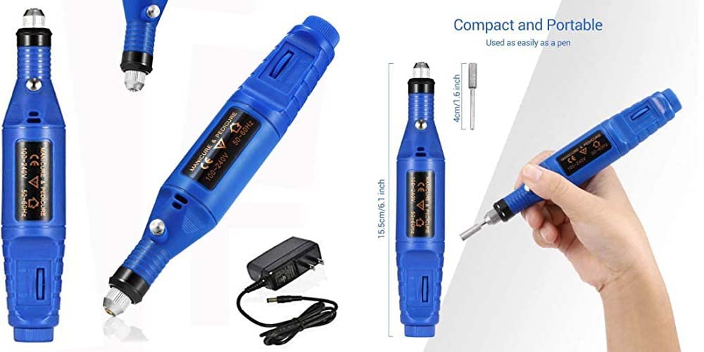 Mini Electric Hand Drill for DIY Crafts & Manicure - Adjustable Speed Metal Polishing Machine with 2 Drill Bits & Adapter - Perfect for Jewelry Making, Nail Art & Small Metal Projects