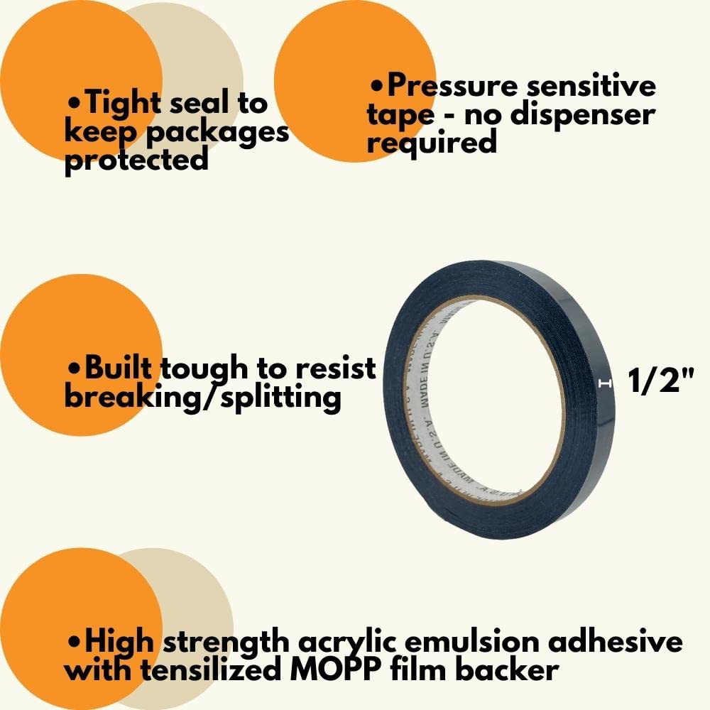 PSBM 1/2 Inch x 60 Yards Heavy Duty Strapping Tape - 5184 Pack Black Polypropylene Bundling Tape for Palletizing, Shipping & Packaging - Ideal for Warehouse, Moving & Industrial Reinforcement