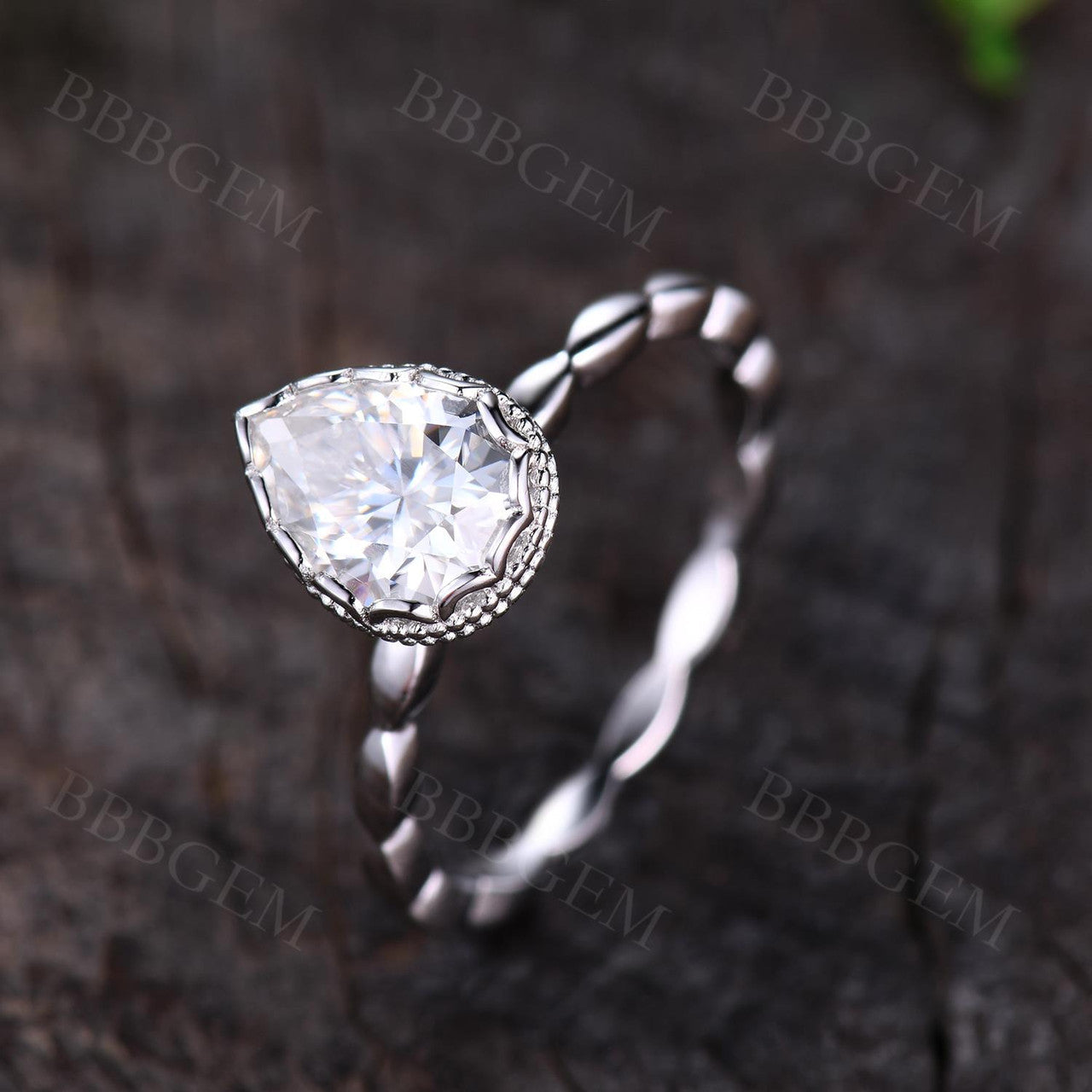 1.25 Carat Pear Cut Moissanite Engagement Ring in Rose Gold Bezel Setting - Perfect for Proposals, Weddings & Anniversaries