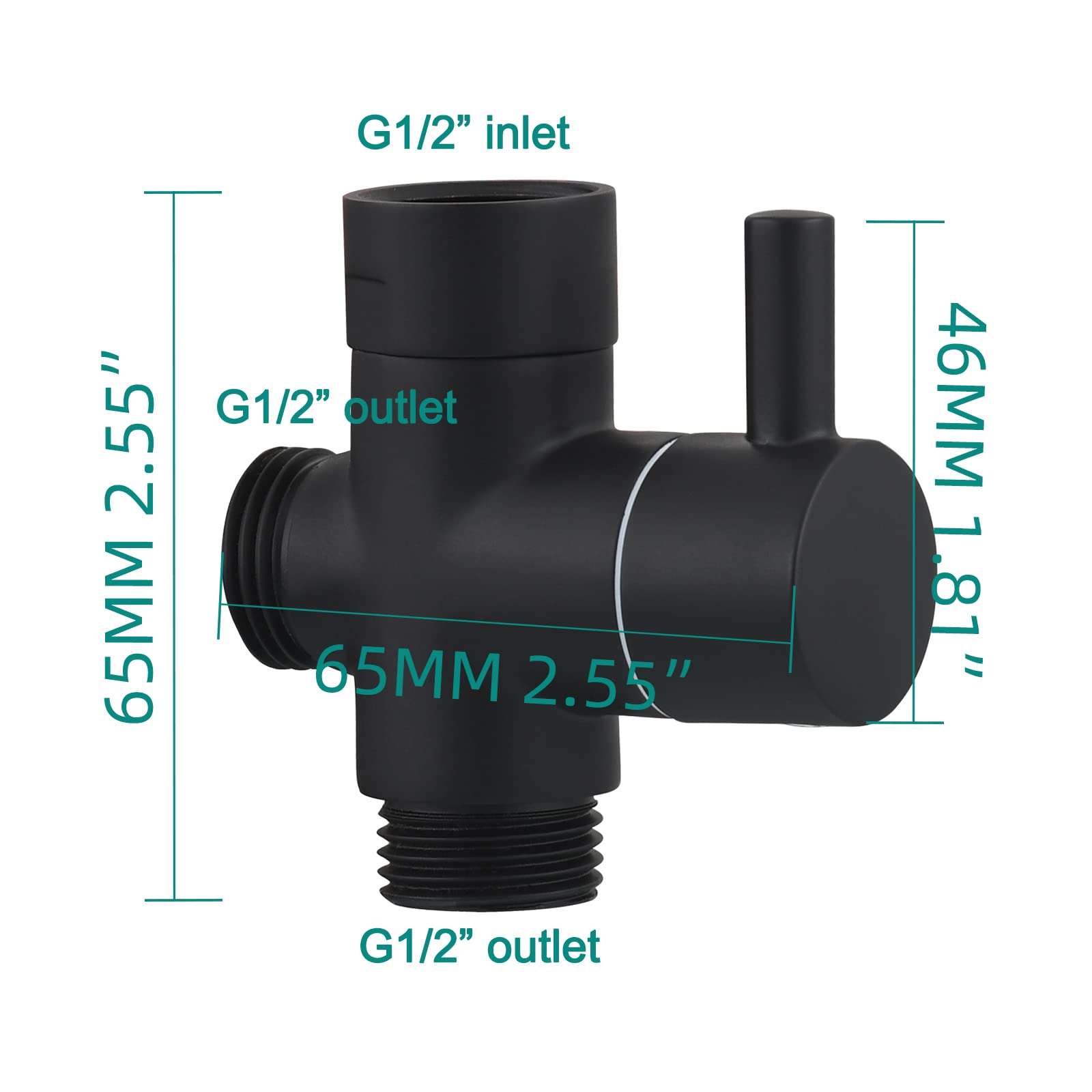CIENCIA 3-Way Brass Shower Diverter Valve - G 1/2 Inch, Black Shower Parts for Hand Shower & Bath Faucet (Model DSF007C) | Perfect for Bathroom Renovation & Shower System Upgrade